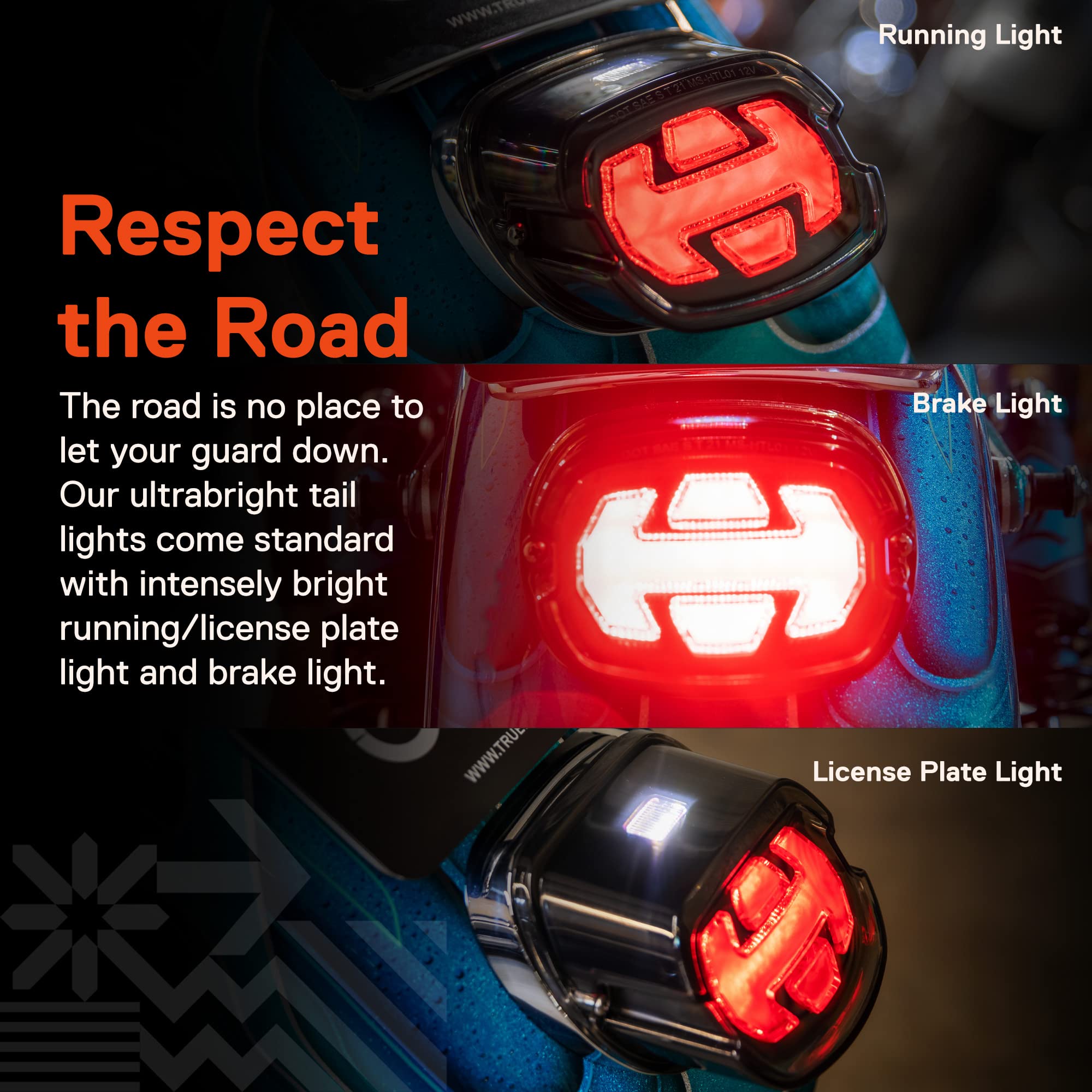 True Mods Led Brake Tail Light For Harley Davidson [Dot Approved] [Arrow-Design] [Plug-N-Play] License Running Stop Taillight Fo