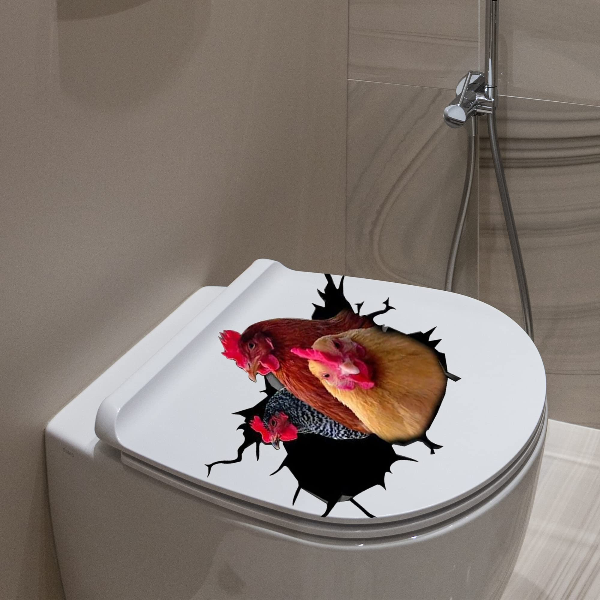 KedAiKJ 3D Chicken Decals Sticker Funny Animal Window Car Sticker Poultry Crack Car Decals Rear Window Stickers for Wall Car Gla