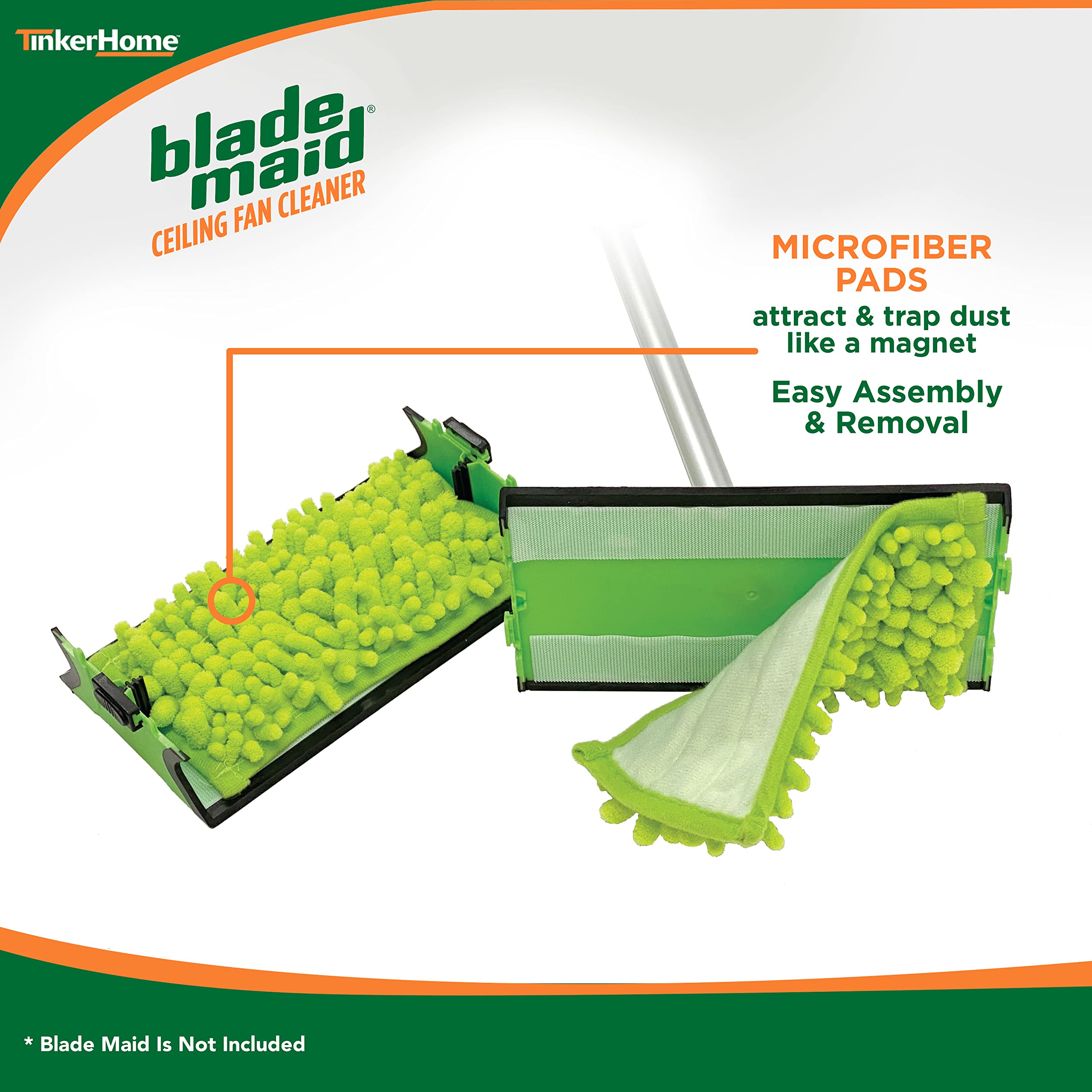 Blade Maid Microfiber Ceiling Fan Blade Cleaner Pads | Reusable Duster Replacement Pads For Blade Maid With Extendable Pole, Wal