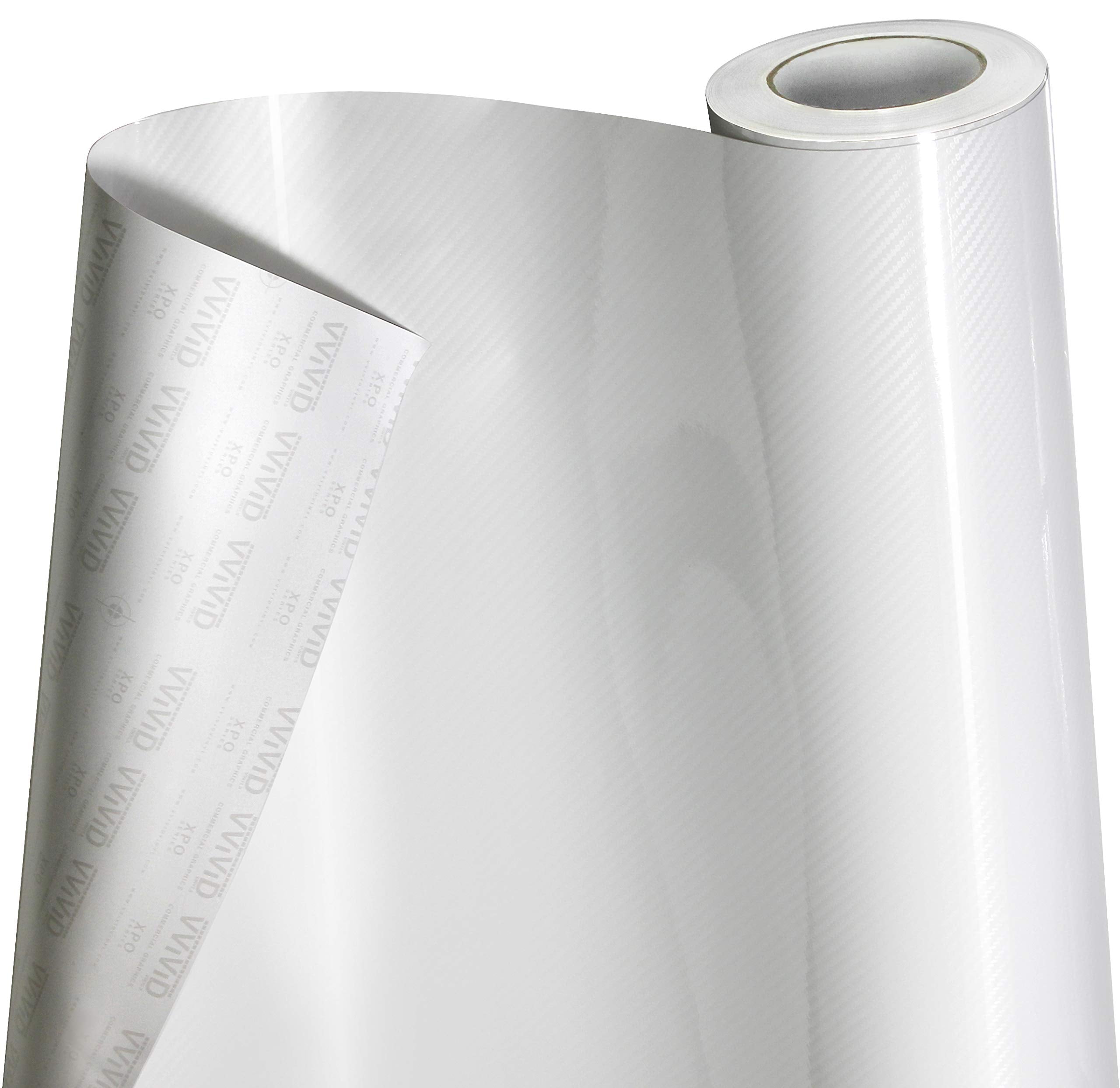 Vvivid Epoxy High Gloss Carbon Vinyl Automotive Wrap Film Diy Easy To Install No Mess (10Ft X 5Ft, White)