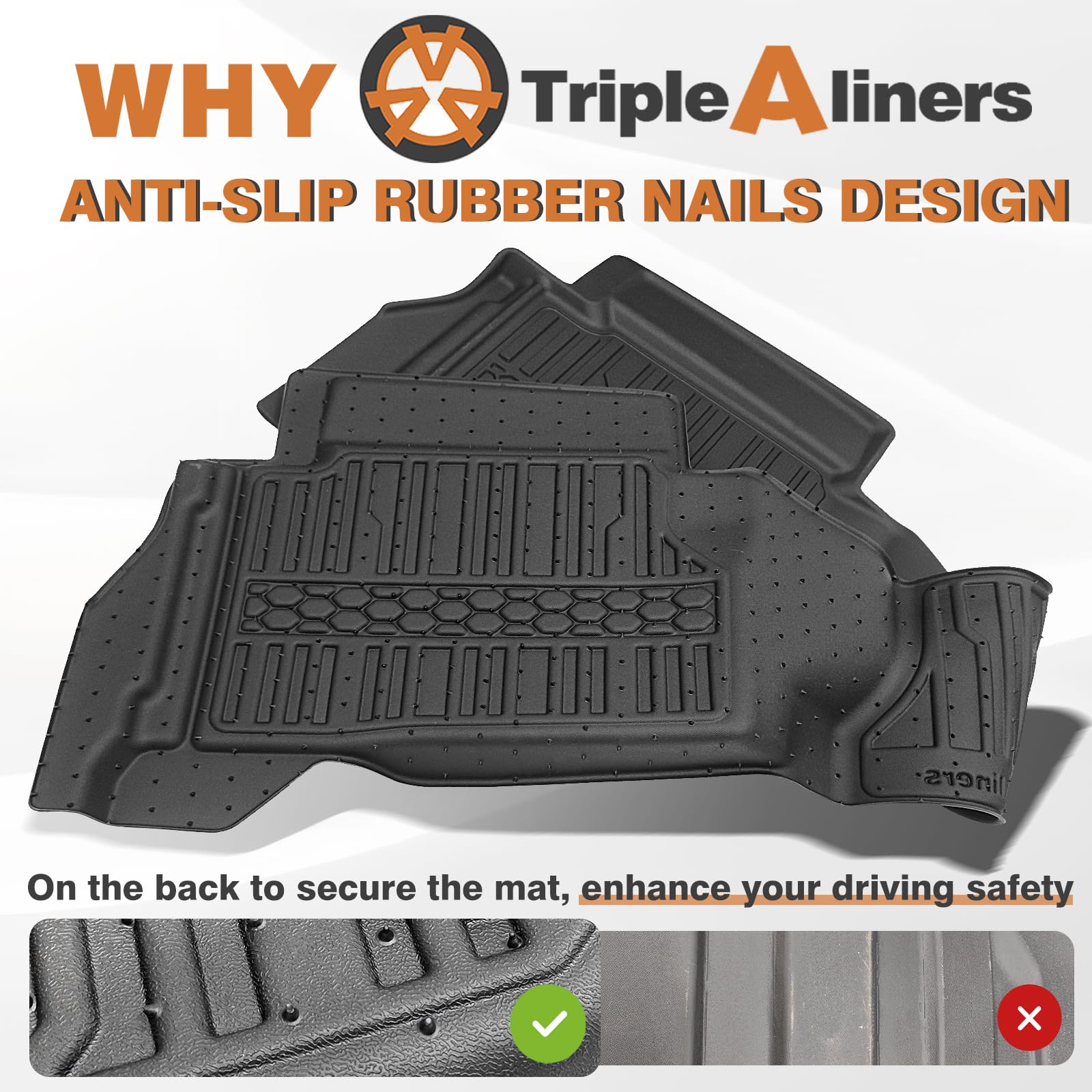 Triplealiners Floor Mats All Weather Liners Compatible With 2024 2025 Toyota Tacoma Accessories Double Cab Front & Rear 2-Row Cu