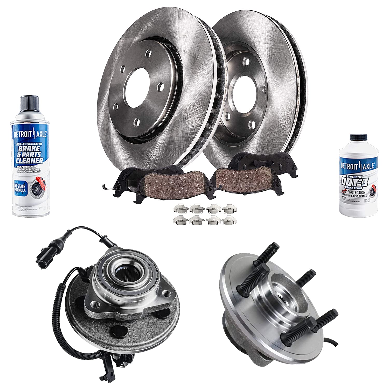 Detroit Axle - Front Brake Kit For 2006-2010 Ford Explorer Sport Trac Mercury Mountaineer Wheel Bearing Hubs Replacement Disc Br