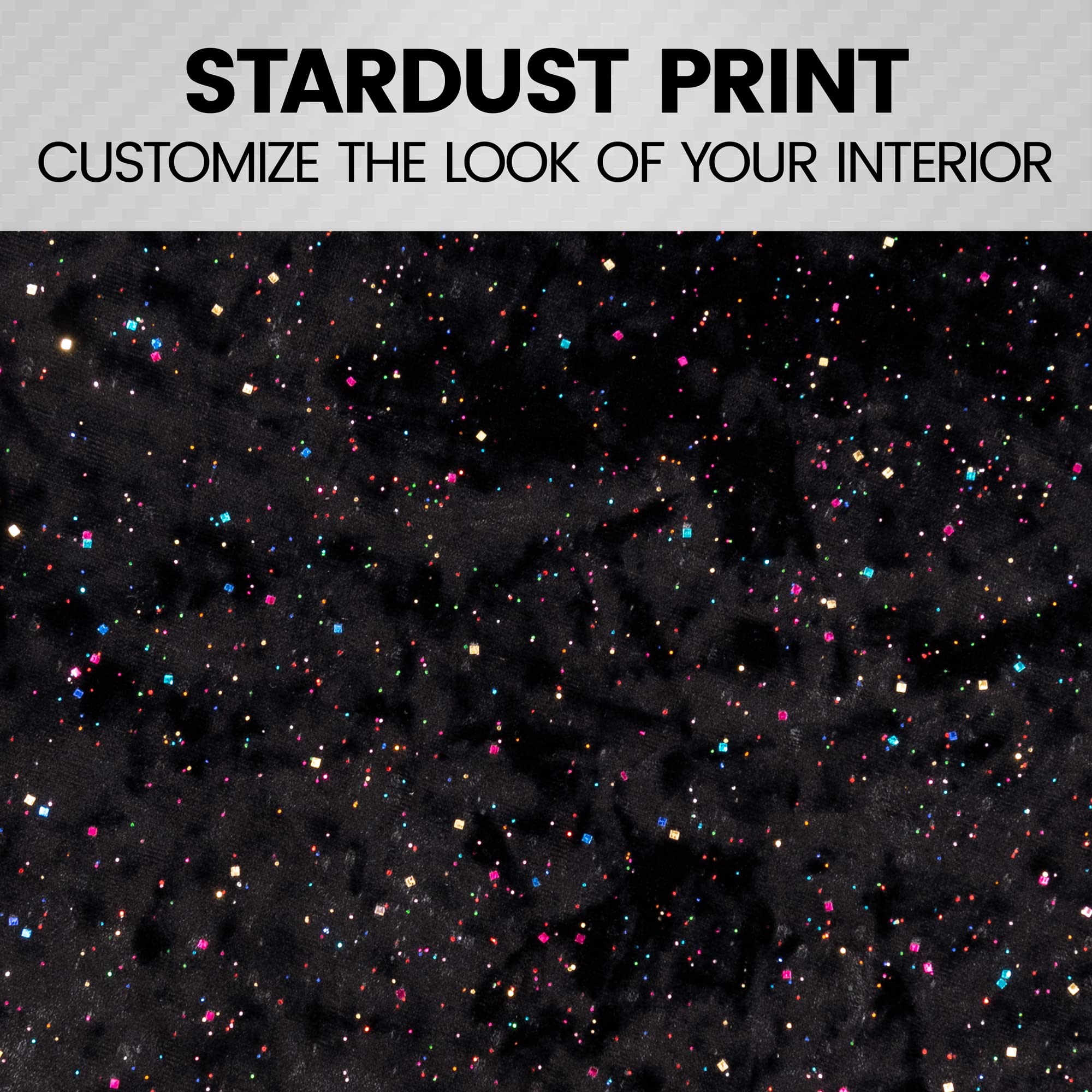 Bdk Black Stardust Car Seat Covers For Front Seats, 2 Count.Glitter Pattern Front Seat Cover Set With Matching Headrest, Sideles