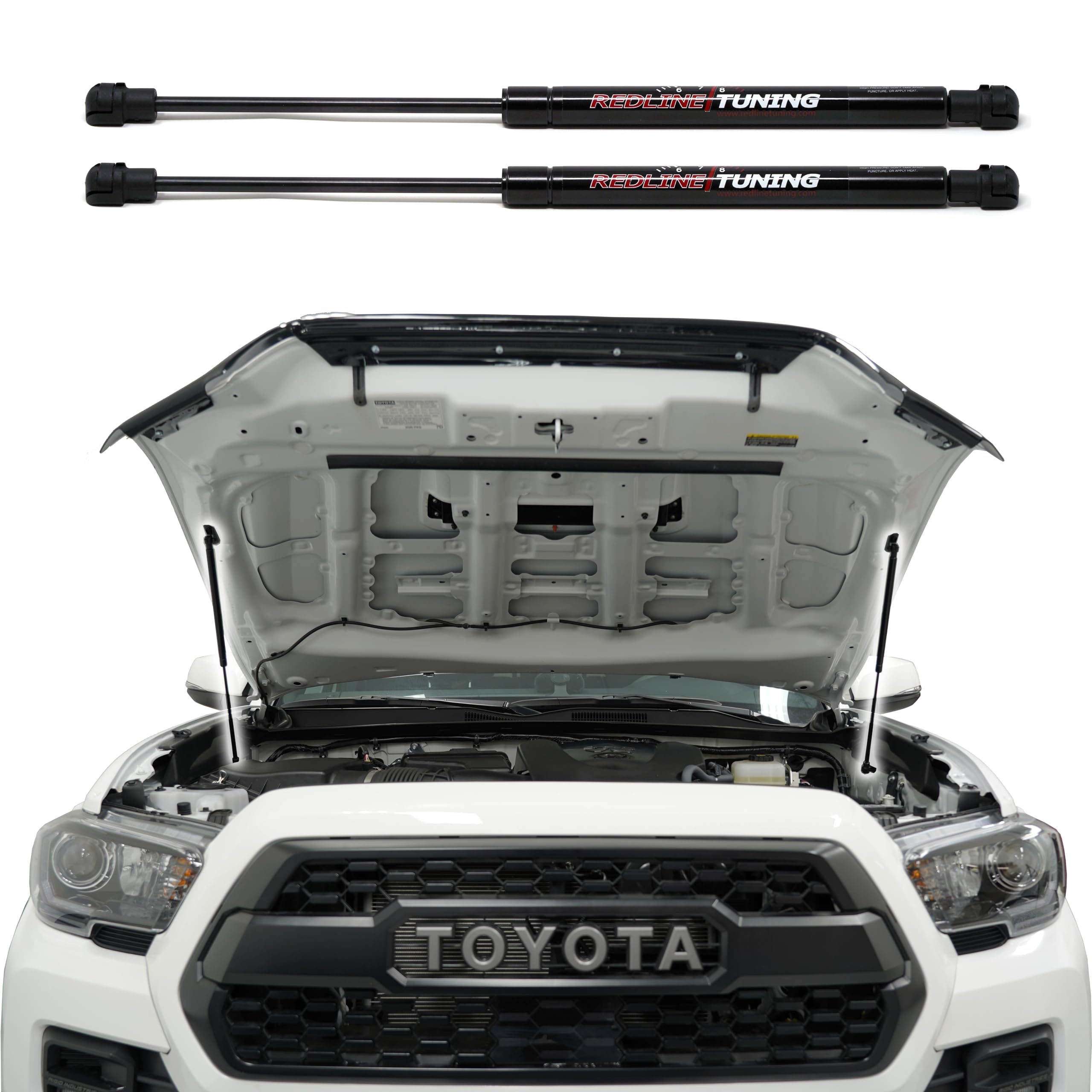 Redline Tuning Hood Quicklift Plus System for Toyota Tacoma 2016-2023, Black Components, Model 21-27015-02