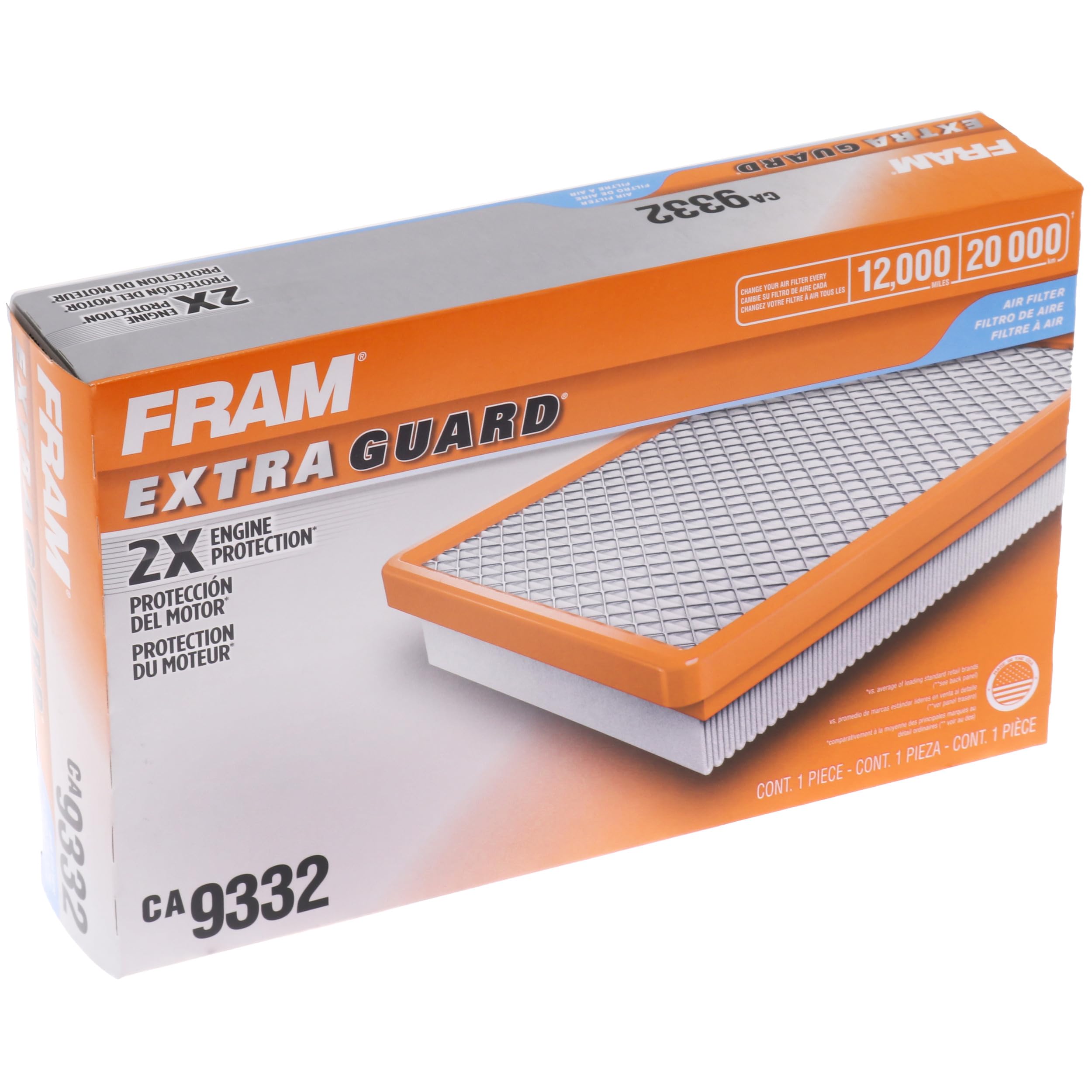 Fram Extra Guard Ca9332 Replacement Engine Air Filter For Select Ford, Lincoln, And Mercury Models, Provides Up To 12 Months Or