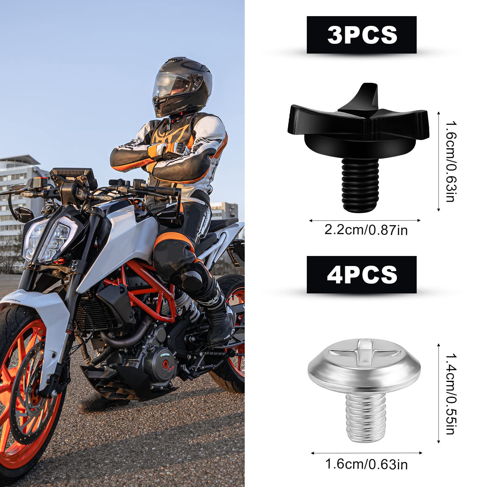 AIEX 7pcs Motorcycle Helmet Screws, Motorcycle Helmet Visor Screws Helmet Visor Clips Motorcycle Helmet Accessories (Black, Silv