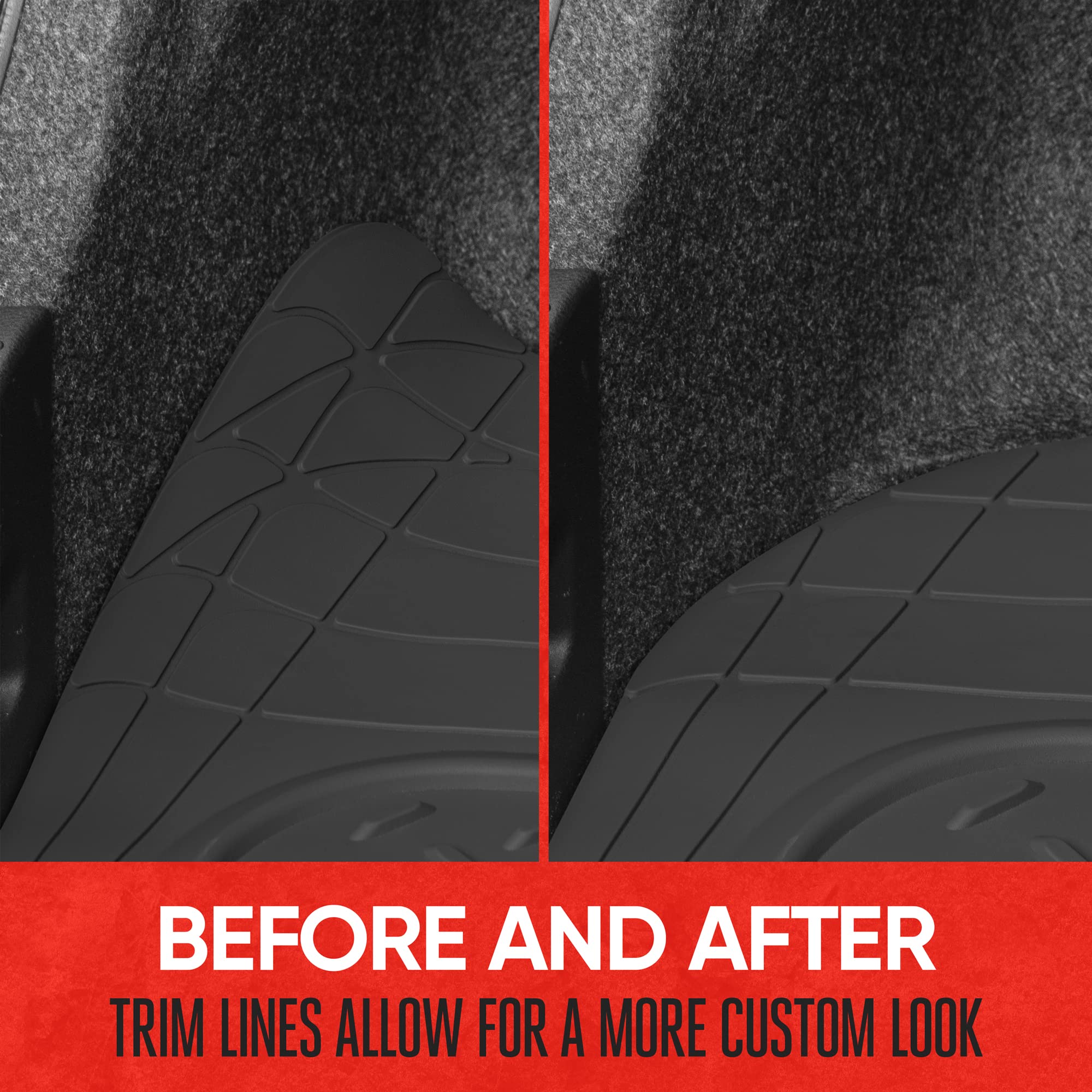 Motor Trend Heavy Duty Utility Cargo Liner Floor Mats for Car Truck SUV, Trimmable to Fit Trunk, All Weather Protection Black 31.5&quot; x 50&quot; BK