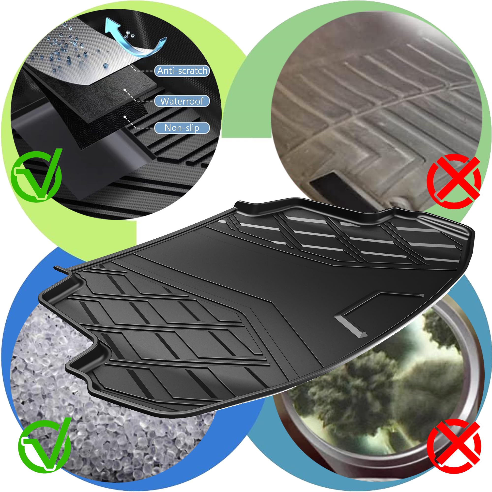 Aomsazto Cargo Liner Compatible With 2014-2019 Toyota Corolla Sedan | Custom Fit Trunk Mat Behind 2Nd Row | All Weather Protecti