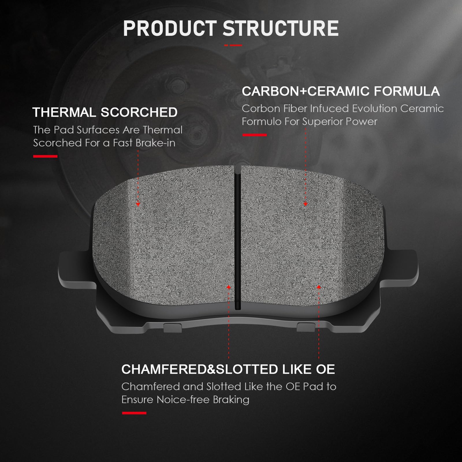 Cciyu D923 D823 Ceramic Front Rear Brake Pad Set Fit For 2003-2006 For Pontiac Vibe,2005-2006 For Toyota Corolla,2003-2007 For T