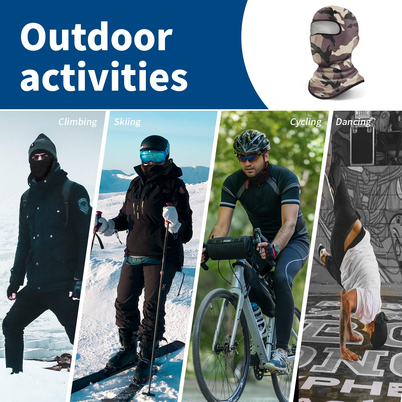 Yeslife Brown Ski Mask, Balaclava Face Mask For Men And Women, Skiing, Snowboarding, Motorcycle, Uv Protection & Wind Protection