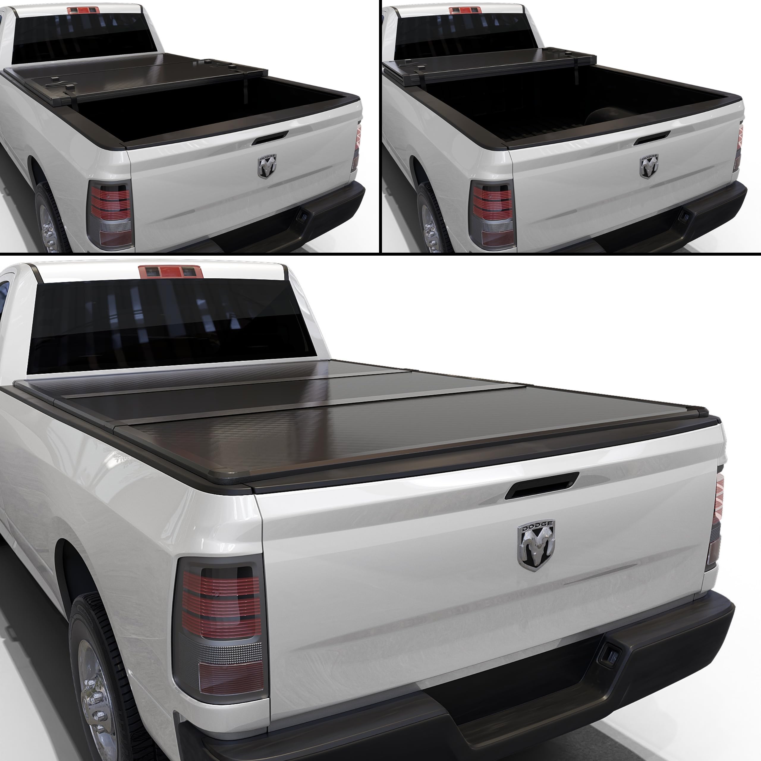 Toptiny Hard Folding Truck Bed Tonneau Cover|Htf081|Fits Dodge Ram 1500(2002-2025), 2500&3500(2003-2025) 8Ft Long Box W/O Rambox