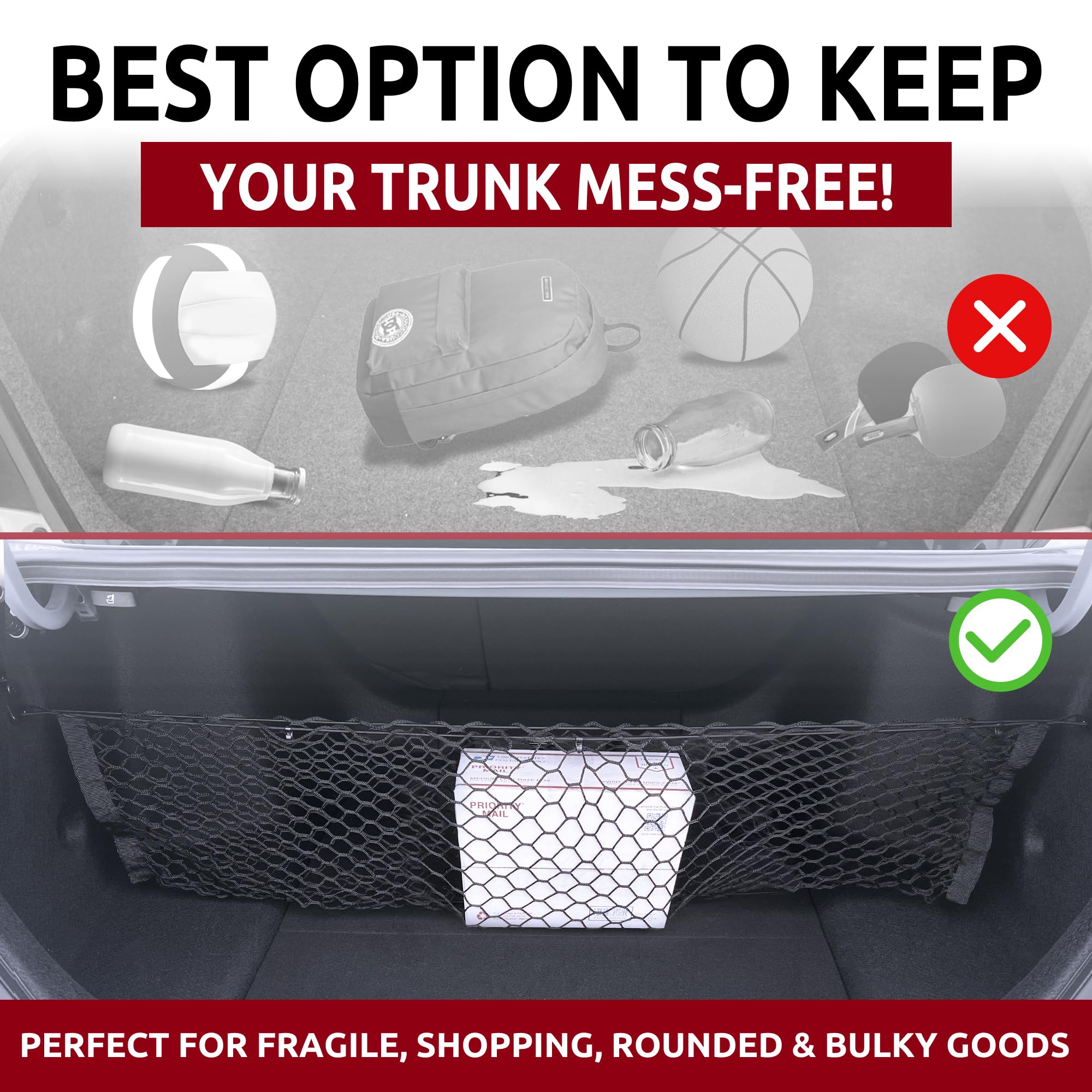 TN TrunkNets Inc Envelope Style Trunk Mesh Cargo Net for Honda Accord 2023-2025, Black, Premium Polyester Organizer