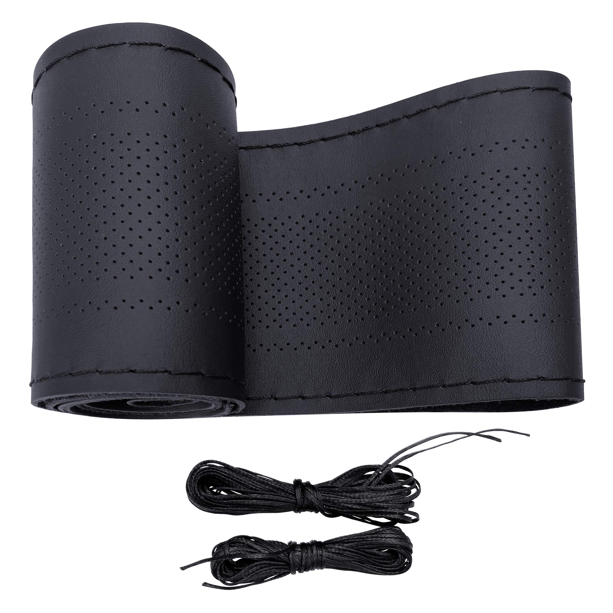 Carodi Leather Steering Wheel Cover, Breathable Non-Slip Design, Soft And Comfortable Feeling, Universal 15 Inch Auto Car Steeri