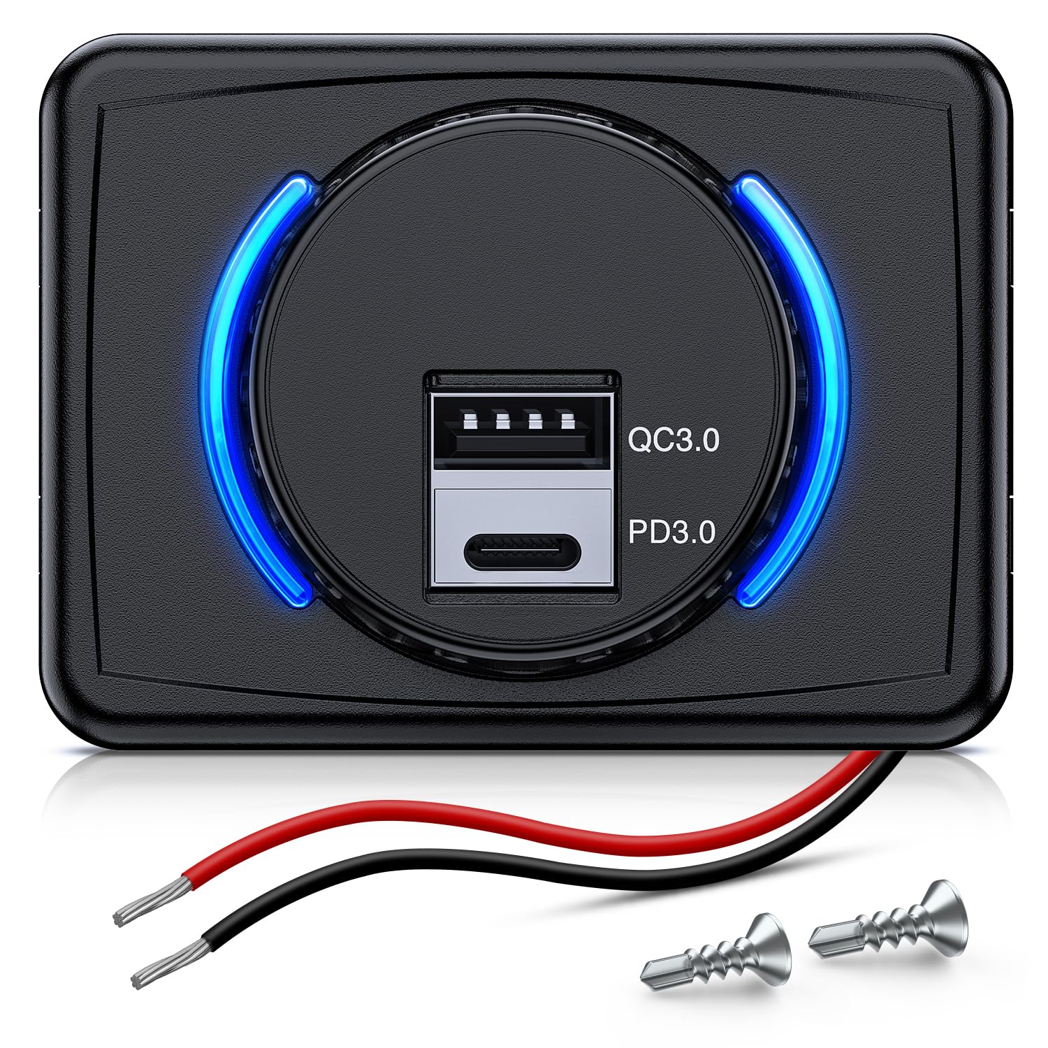 Nilight Quick Usb Socket 12V 24V Pd Type C And Usb Connector 3A Car Outlet With Waterproof Cover Spring Cap Led Light Dual Outle