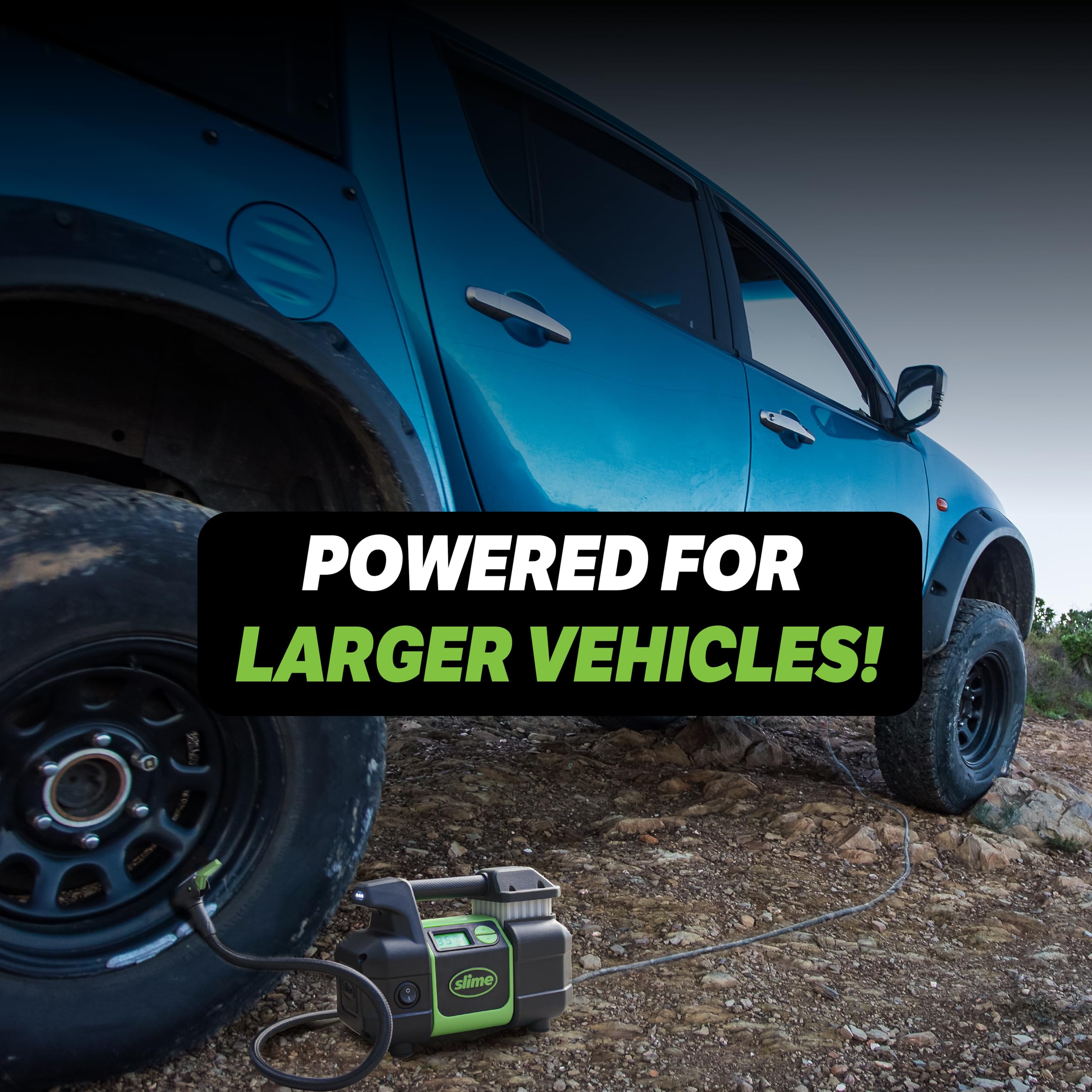 Slime 40063 Tire Inflator, Portable Car, Suv, 4X4 Air Compressor, Elite Heavy Duty, Inflate Right Automatic Shut Off, With Digit