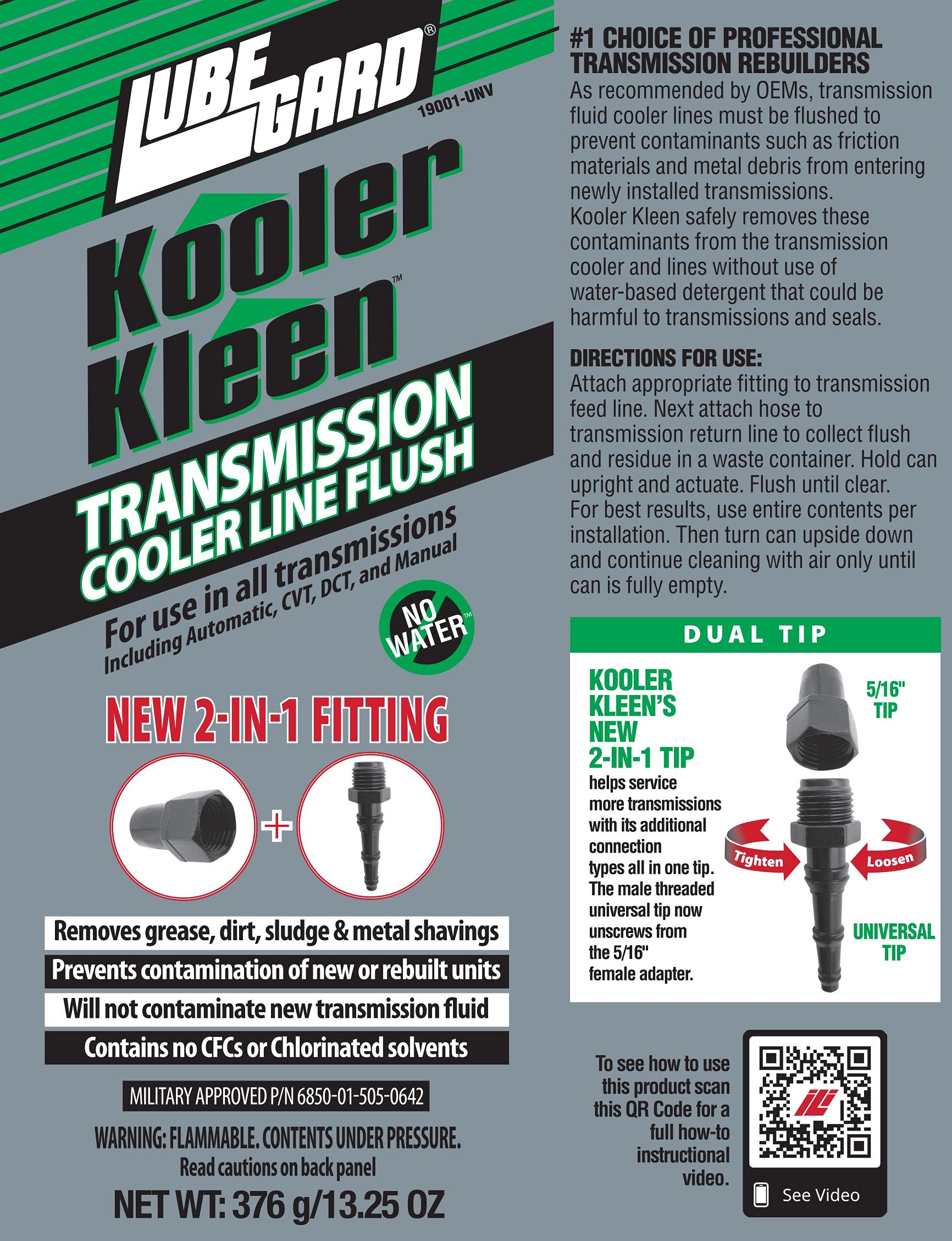 Lubegard 19001-Unv Kooler Kleen Transmission Cooler Flush With 2-In-1 Fitting, 13.25 Oz.