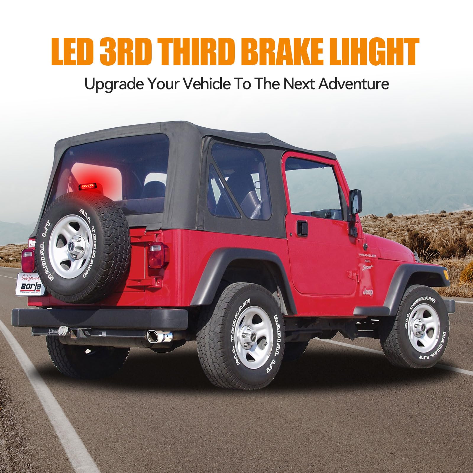 Cxdar Third 3Rd Brake Light Led For 1997-2006 Jeep Wrangler, High Mount Rear Brake Lights Assembly For 97-06 Wrangler Tj, Waterp