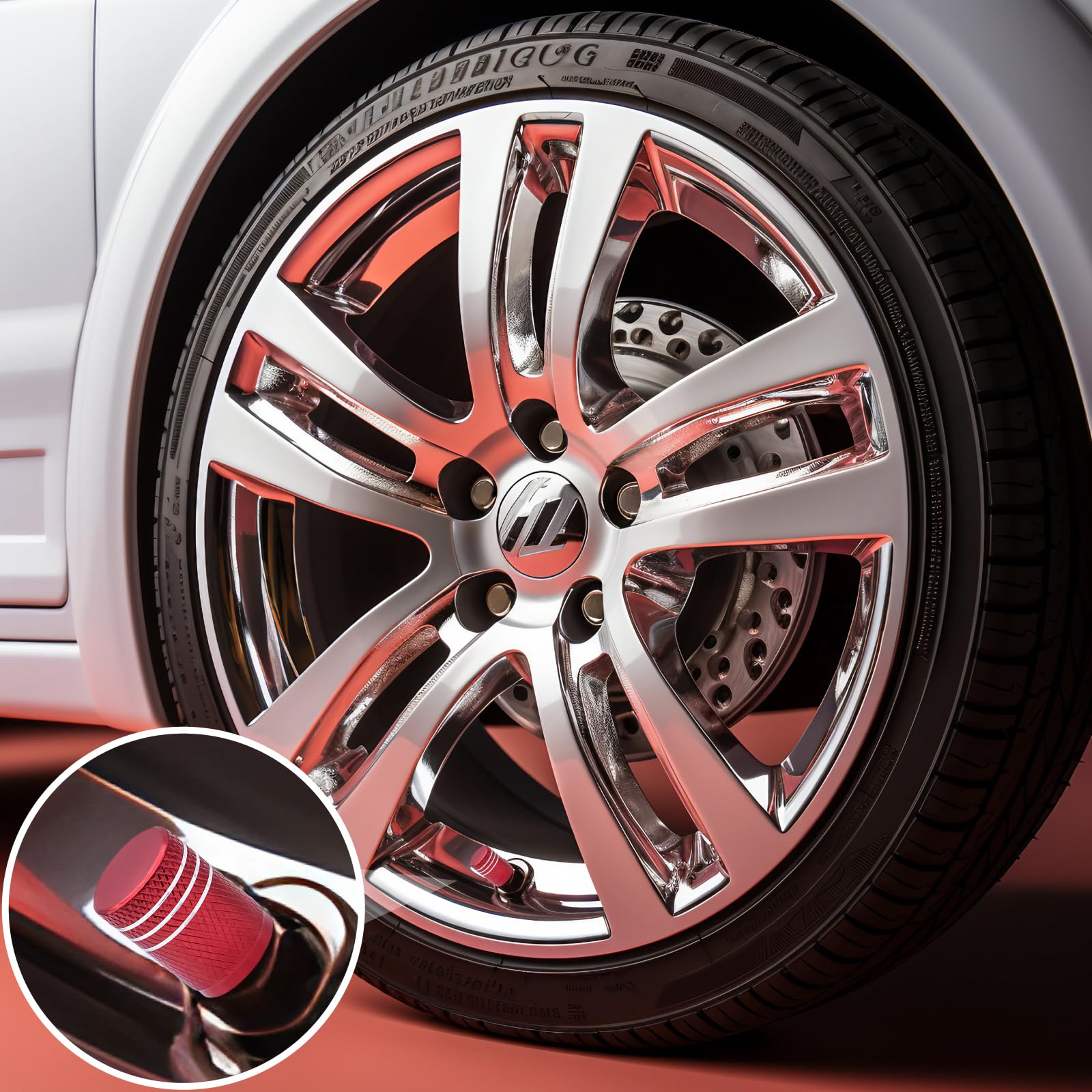 Meajoo 5Pcs Tire Valve Stem Caps, With Plastic Liner, Corrosion Resistant Leak-Proof, Anodized Alloy Universal Tire Valve Stem C