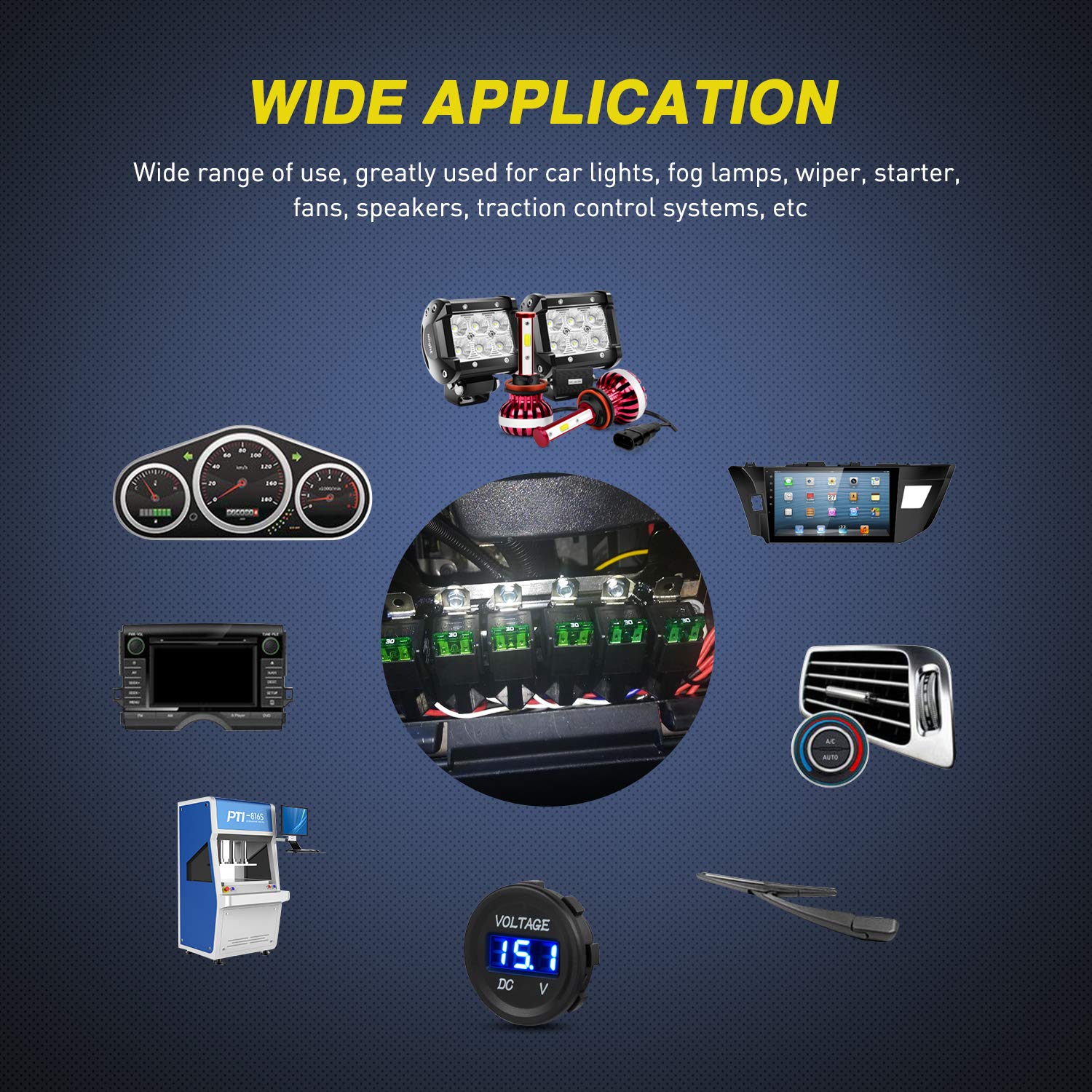 Nilight 50023R 5 Pack 30A Fuse Relay Car Truck Socket Kit-30A Switch Harness Set-12V Dc 4-Pin Spst Automotive 14 Awg Hot Wires-Auto Switches & Starters S