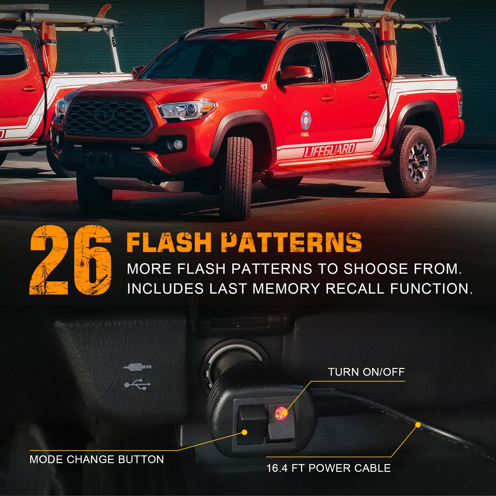 Xridonsen 2Pcs 70 Inch Truck Red Emergency Lights Strip 864 Led Running Board Strobe Lights Police Firefighter Flashing Warning