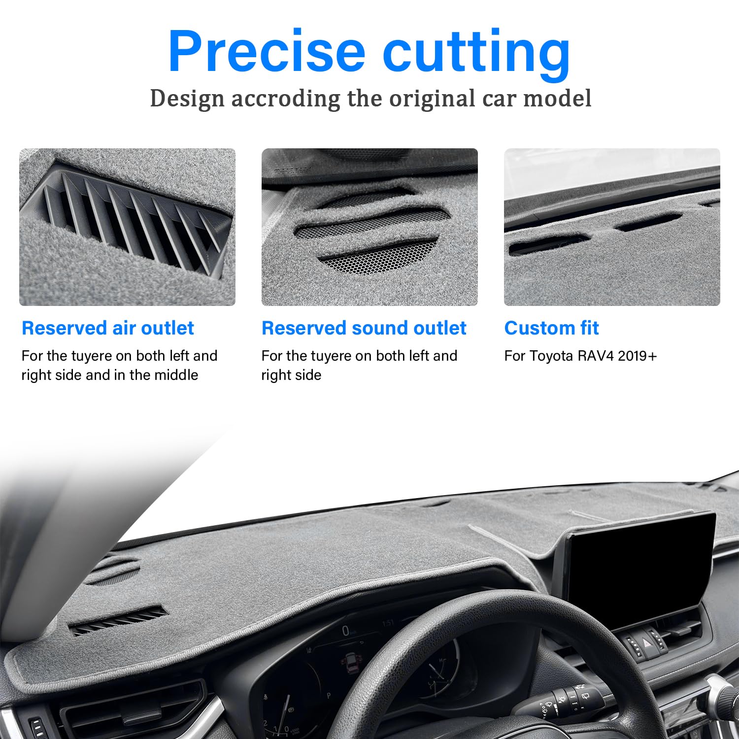 Remoch For Toyota Rav4 Accessories 2025 2024 2023 2022 2021 2020 2019 Dashboard Cover Dash Cover Mat Custom Fit Center Console Cover Sunshield Protector Rav 4 Pad(Gray)