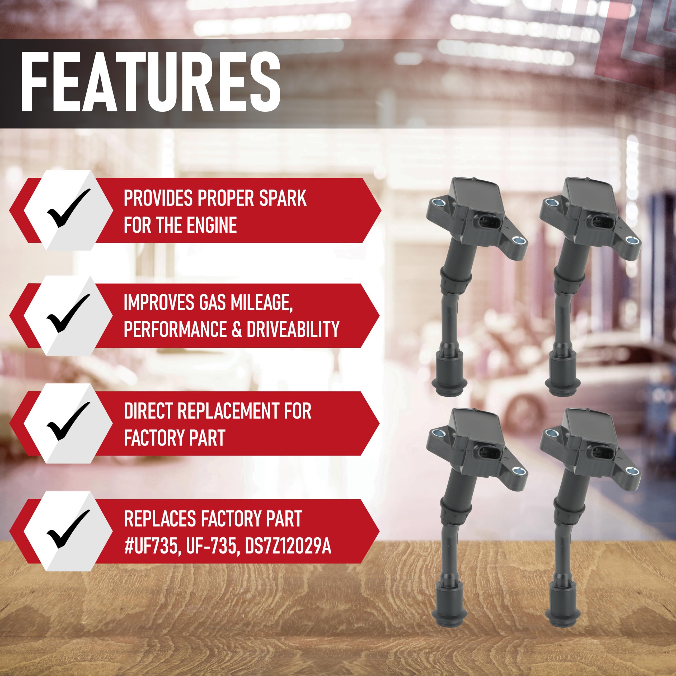 Ignition Coil Pack Set Of 4 By Aa Ignition - Compatible With Ford L4 1.5L - 2014, 2015, 2016, 2017, 2018, 2019, 2020 Fusion, 201