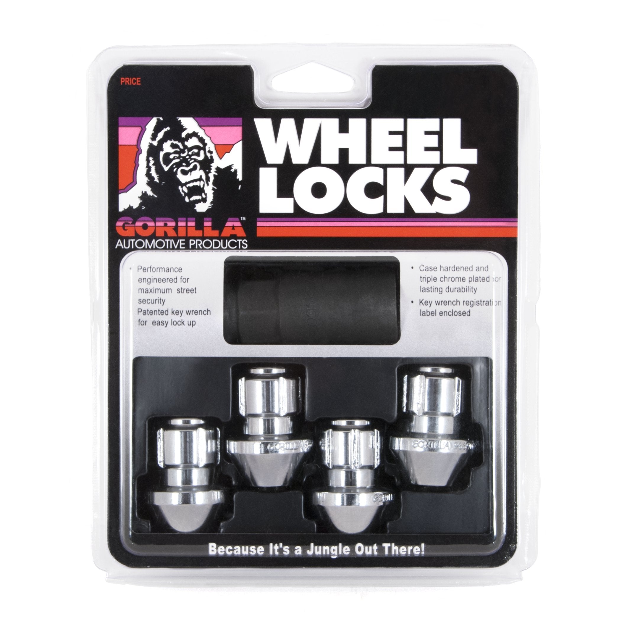 Gorilla Automotive Wheel Lock Set, Chrome, 14mm x 1.50 Thread Size, 4-Pack - Factory Style Security for Your Wheels