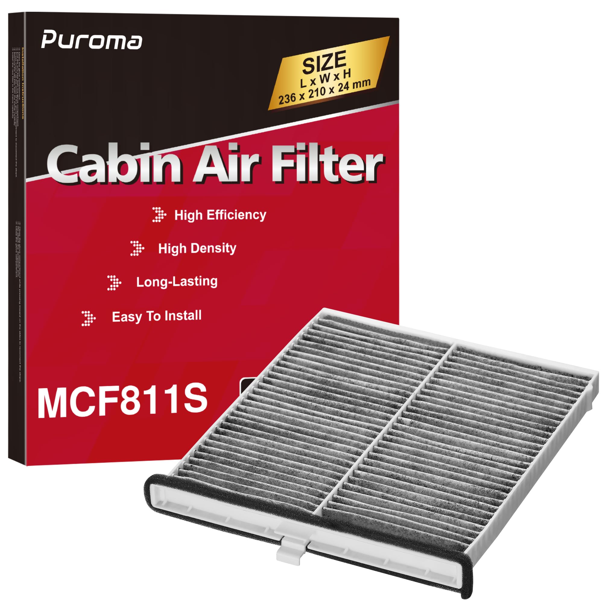 Puroma Cabin Air Filter With Activated Carbon, Replacement For Cf11811, Cpj6X, Caf1907P, Caf1907C, Cu24009, Compatible With Mazd