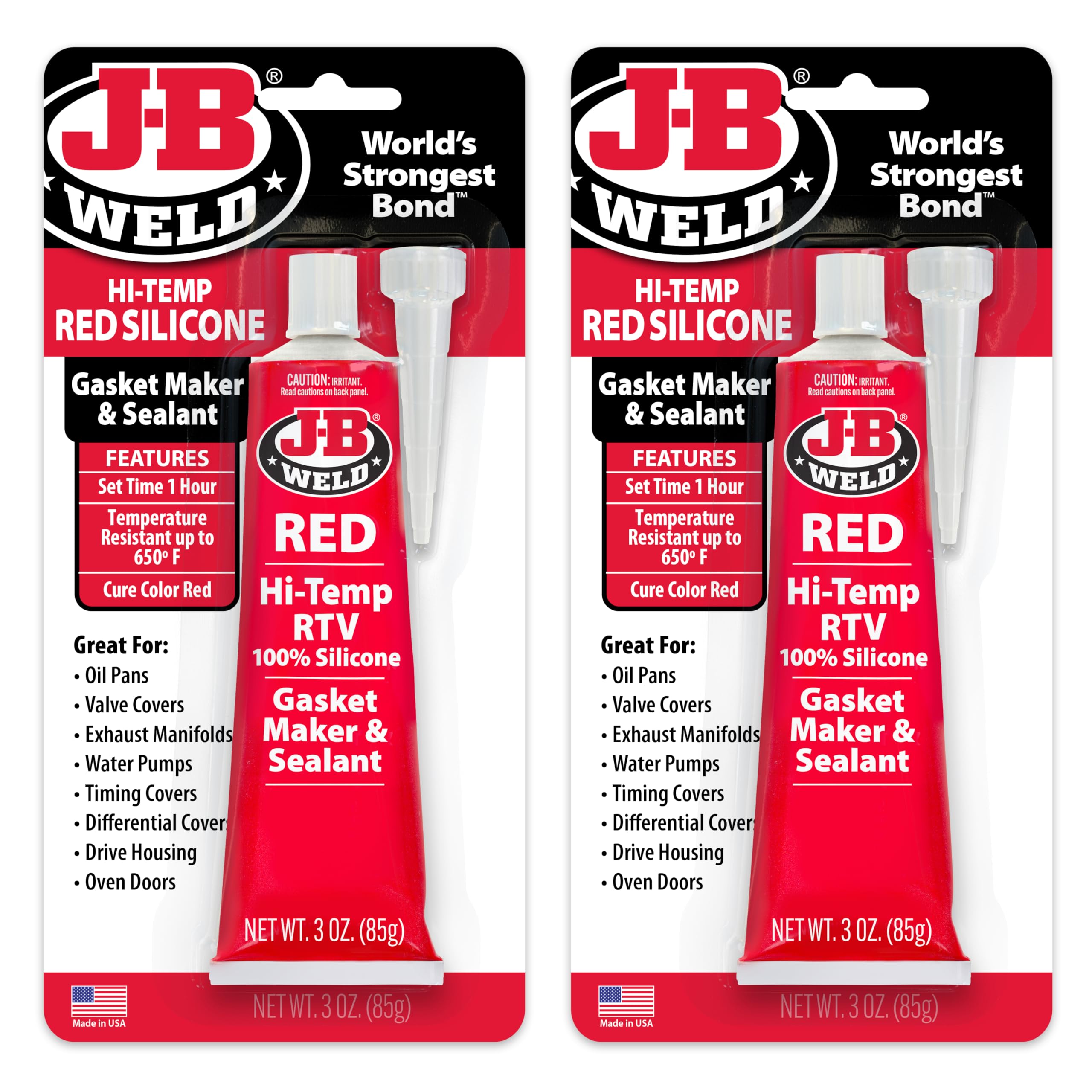 J-B Weld 31314 Red High Temperature Rtv Silicone Gasket Maker And Sealant - 3 Oz. - 2-Pack