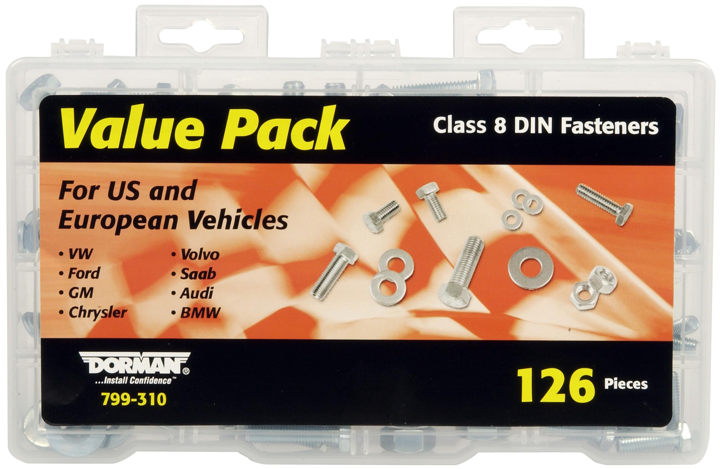 Dorman 799-310 Metric Class 8 Din Hardware Value Pack- 16 Sku'S- 126 Pieces, 126 Pack Universal Fit