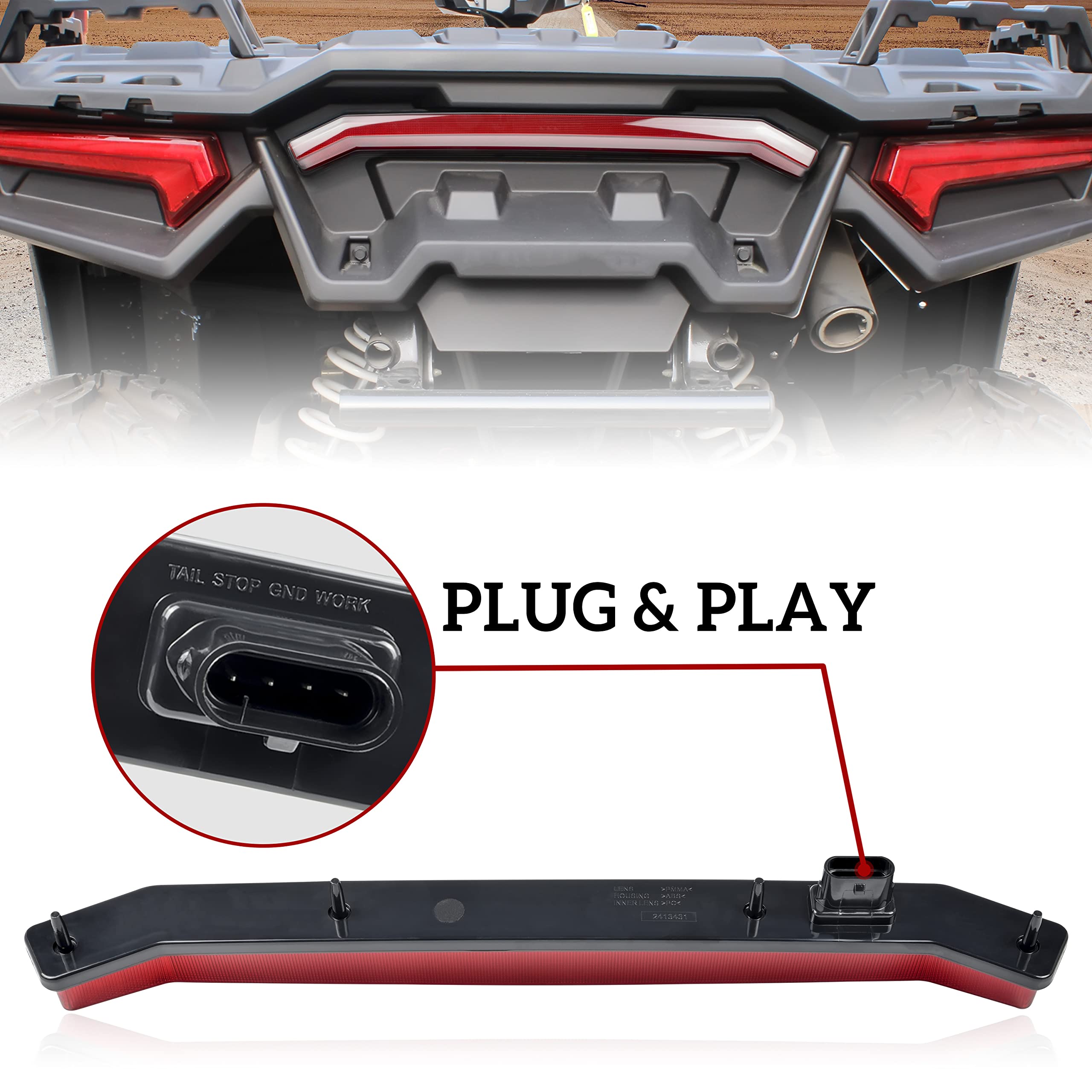 Ldetxy Led Center Tail Light For Sportsman/Rzr Xp 1000 Turbo, Rear Center Accent Lamp Taillight Brake Light Assembly For Polaris