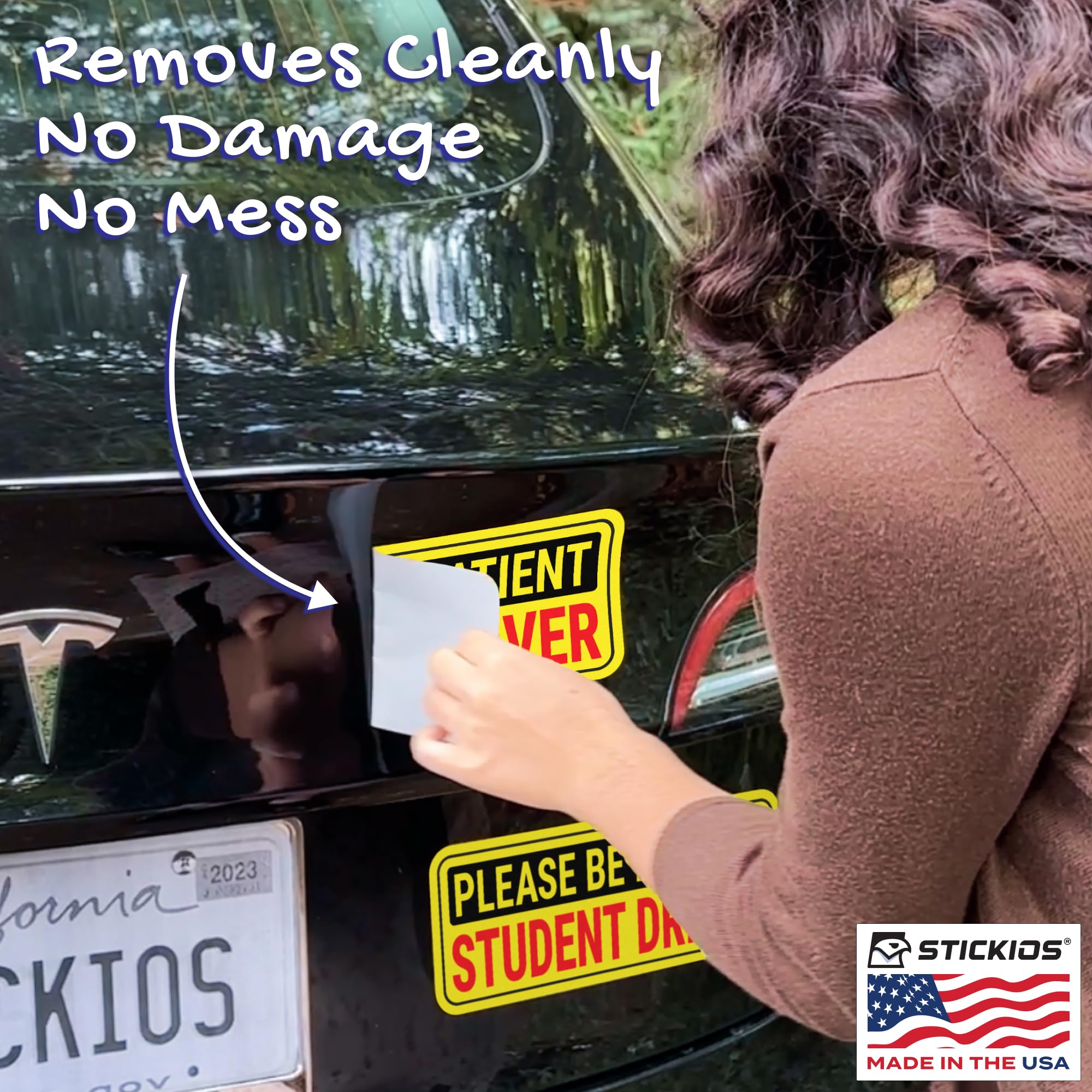 Stickios Non-Magnetic Student Driver Stickers - Removable Student Driver Decals For Cars & Windows - Paint-Safe Student Driver S