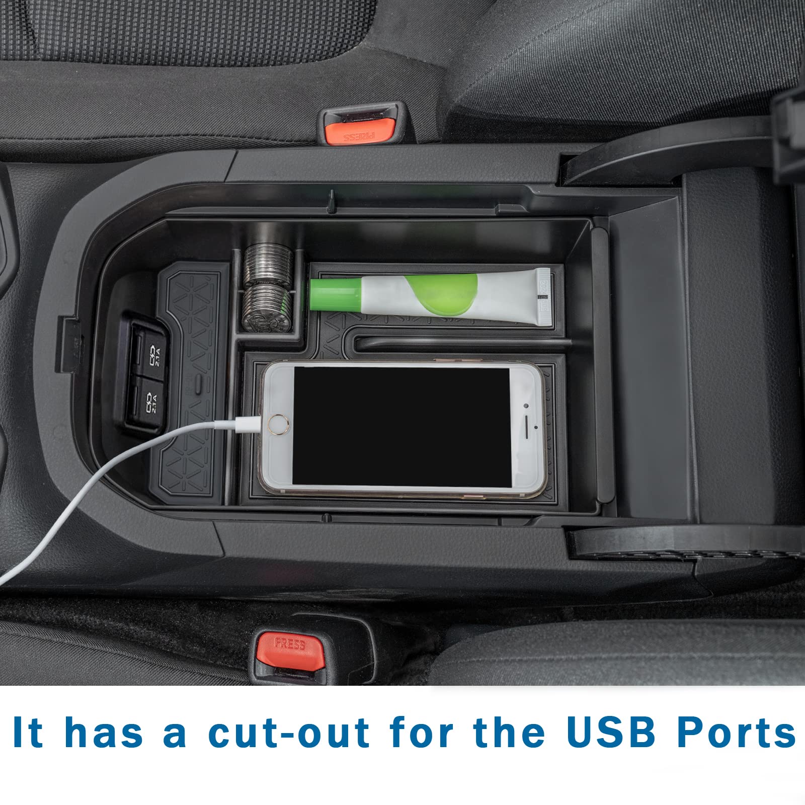 Topinstall Center Console Tray Compatible With Toyota Rav4 2019-2024 Accessories, Armrest Box Organizer Insert Abs Plastic Storage Box