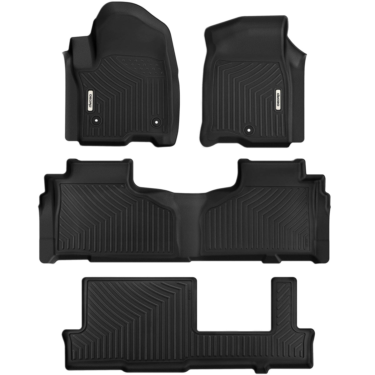 Oedro Floor Mats 3 Row Liner Set Compatible With 2021-2024 Chevrolet Tahoe/Gmc Yukon/Cadillac Escalade With 1St & 2Nd Row Bench Seats, Unique Black Tpe All-Weather Guard