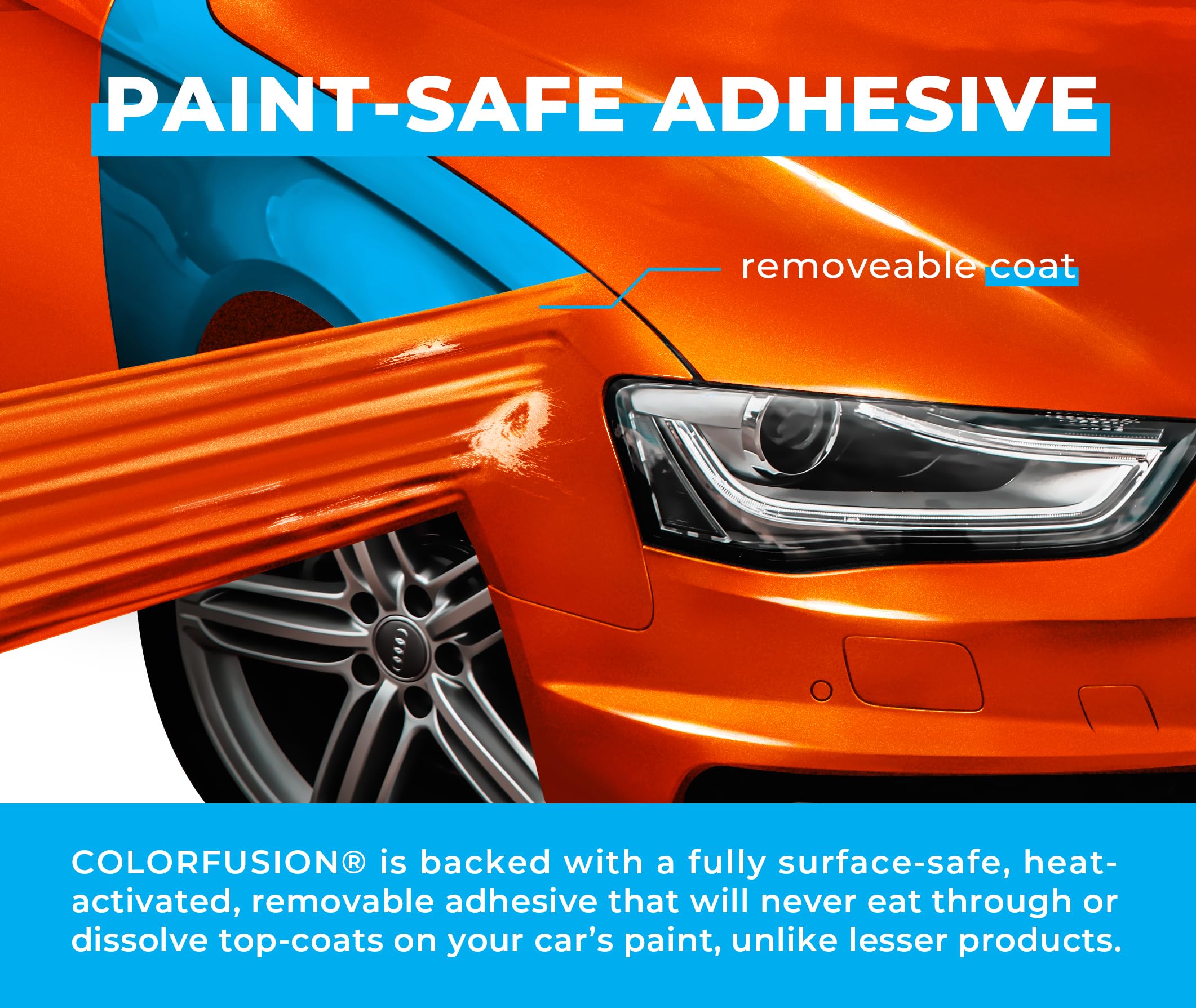 VViViD ColorFusion Gloss Flame Orange PPF Vinyl Car Wrap, 6ft x 5ft, Dry Apply, Polyurethane (PU)