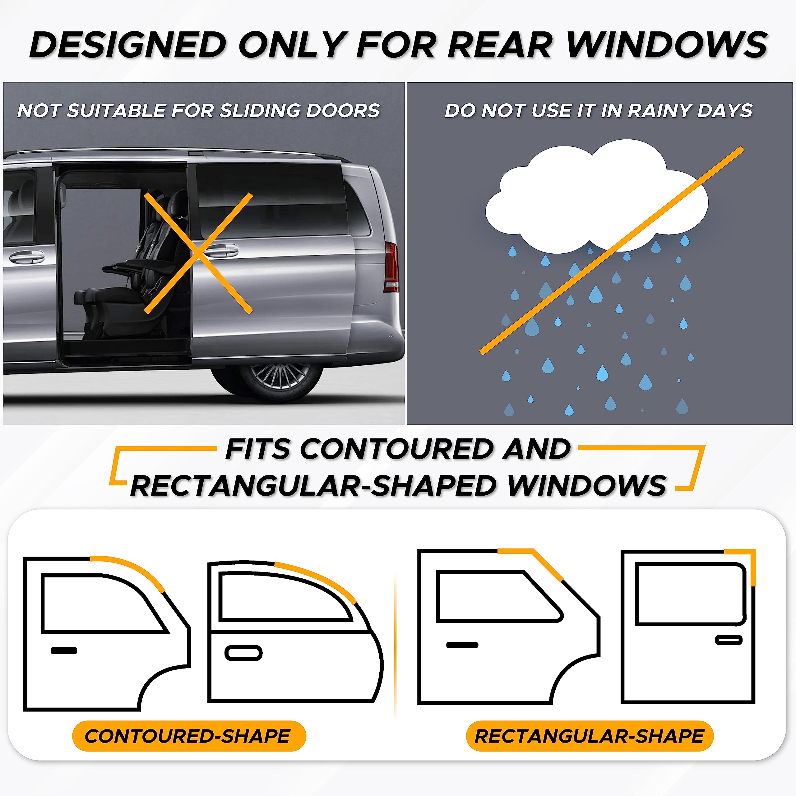 Econour Car Side Window Sun Shade (Pack Of 2) | Stretchable & Breathable Car Window Screens For Complete Sun & Privacy Protection | Fits Most Truck, Suv And Minivan (Xl 42 X 24)