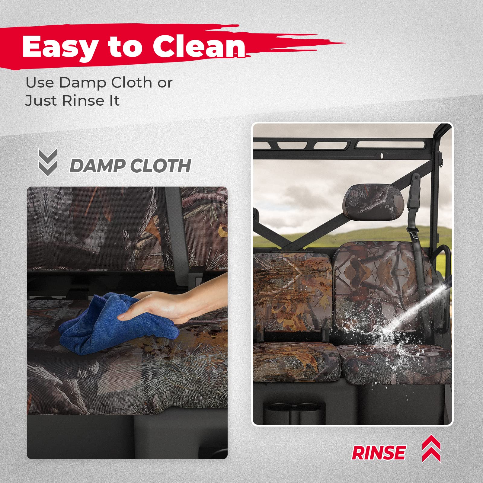 Kemimoto 1680D Utv Seat Covers Set Camo Compatible With Polaris Ranger 1000 2020-2025, Polaris Ranger Xp 1000 2017-2021, Oxford