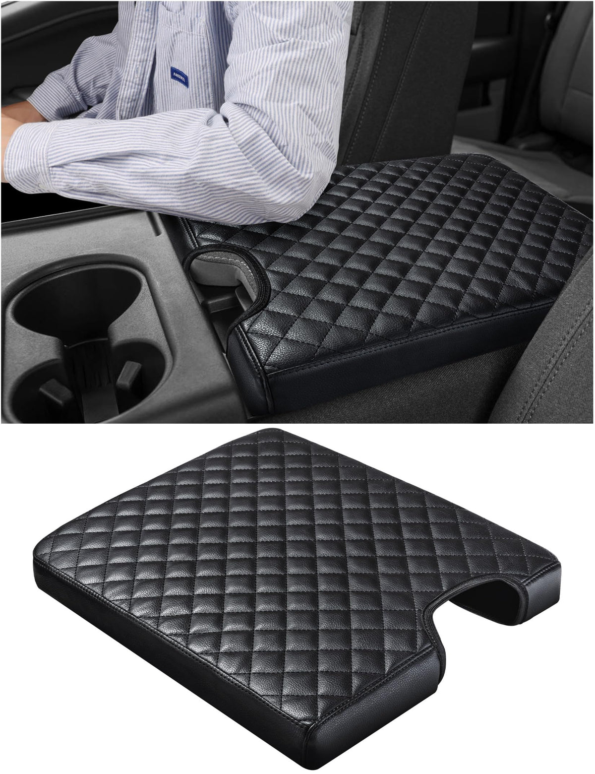 Sinvanho Center Console Cover for Ford F150 F250 F350 F450 F550 2015-2022 with 40/20/40 Jump Seat, PU Leather Middle Console Cov