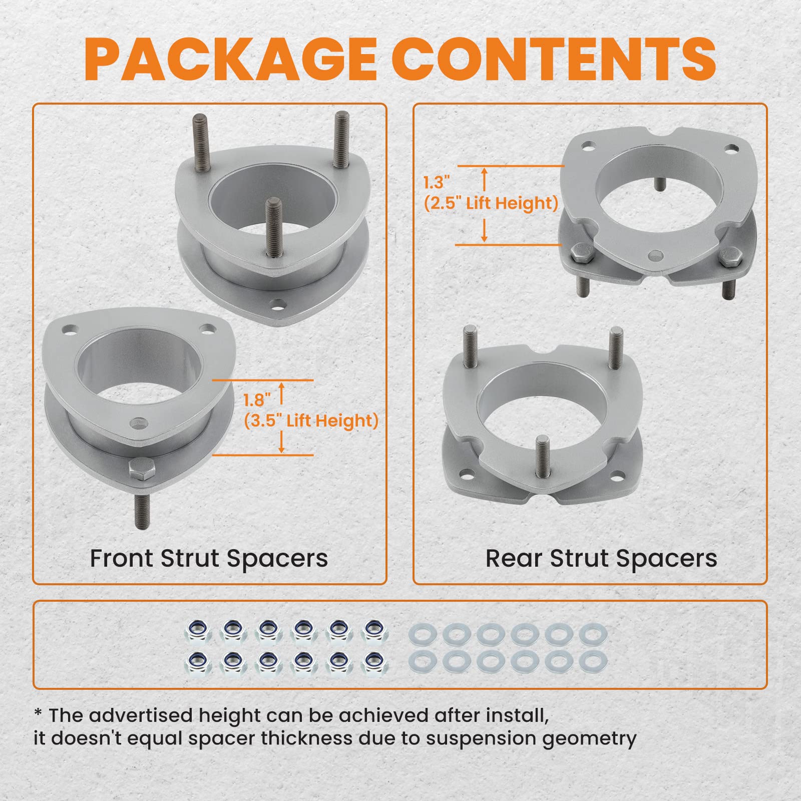 Waverspeed 3.5' Front & 2.5' Rear Leveling Kit For Ford Expedition 2003-2018, For Lincoln Navigator 2Wd/4Wd, Suv Lift Strut Spacers