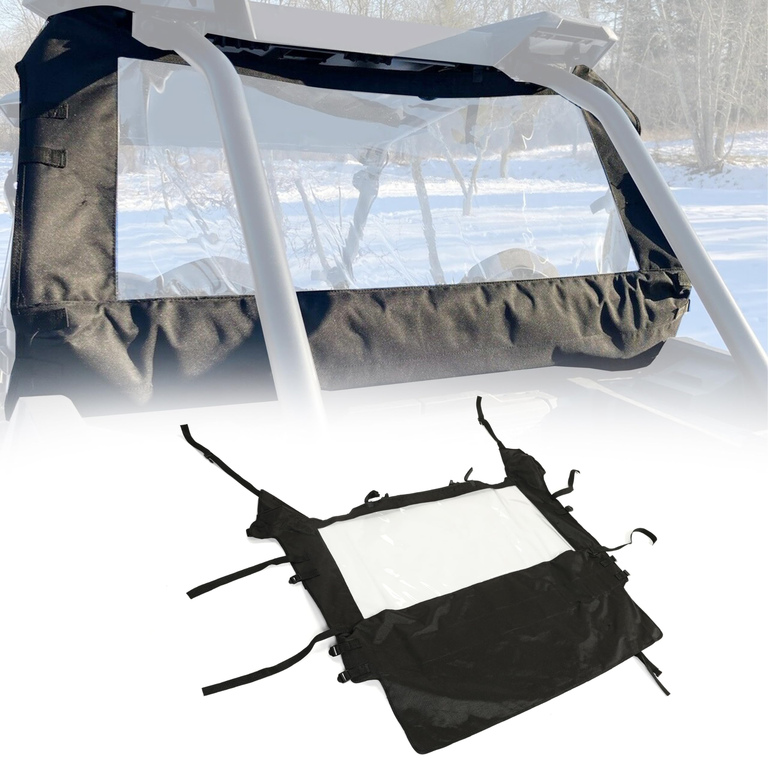 HECASA Rear Windshield Compatible with 2014-2022 Polaris RZR 900 1000 XP 4 Turbo EPS Trail Full Rear Windscreen Soft Windproof B