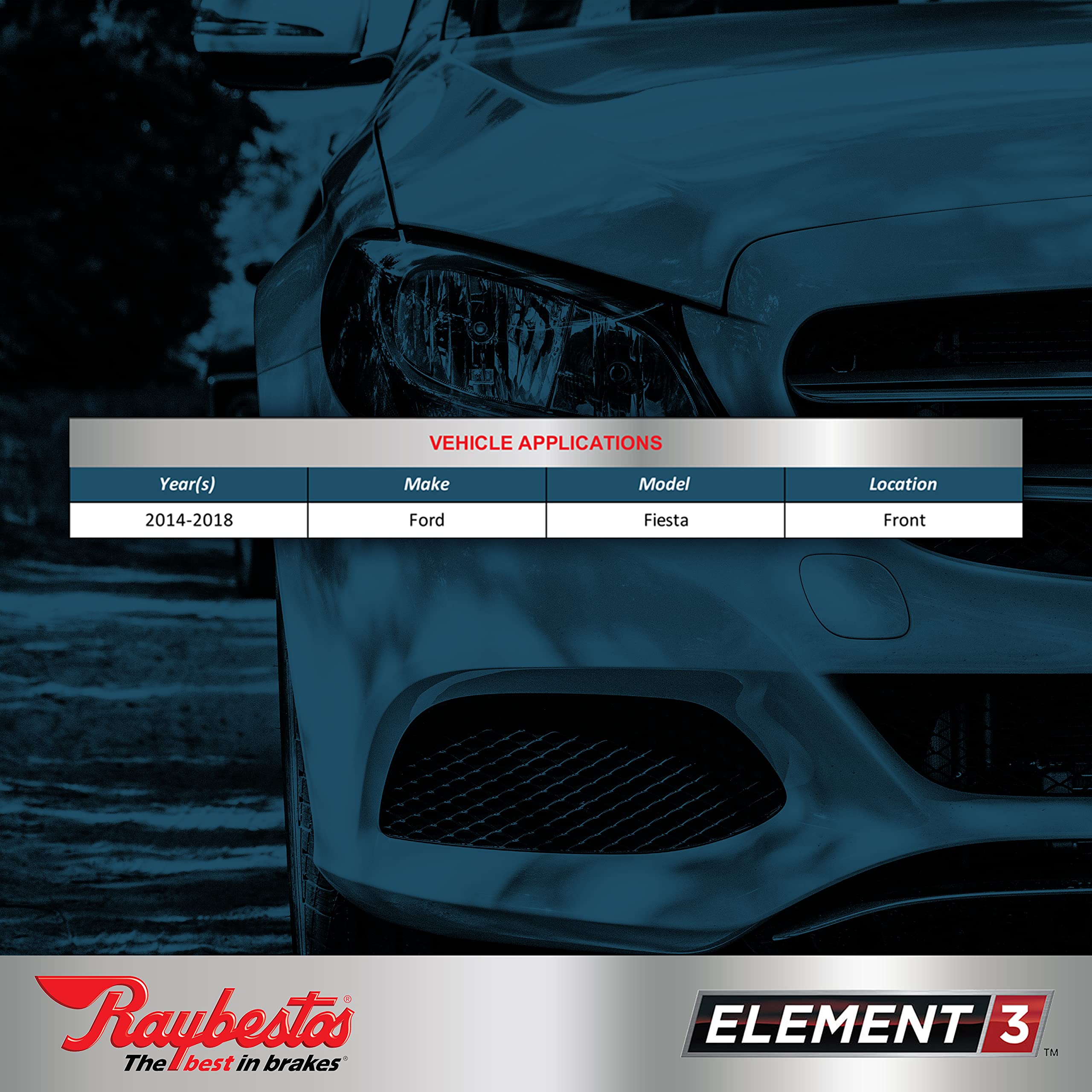 Raybestos Element3 Ehttm Replacement Front Ceramic Brake Pad Set For Select 2014-2018 Ford Fiesta Model Years (Eht1730H)