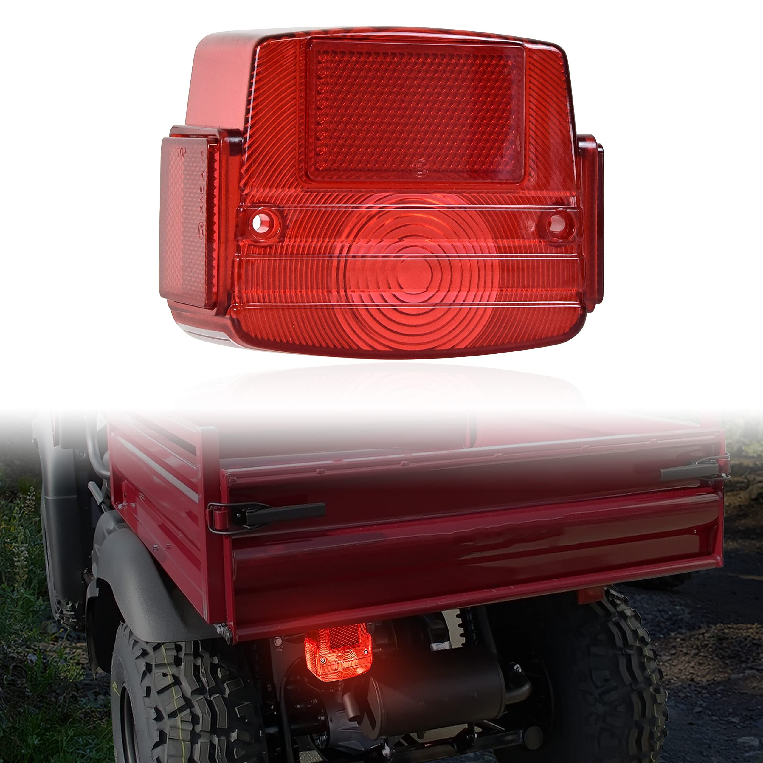 SAUTVS Red Tail Light Housing for Kawasaki Mule, Tail Lamp Lens for Kawasaki Mule 1990-2020 Accessories (1PC, Replace #23026-101
