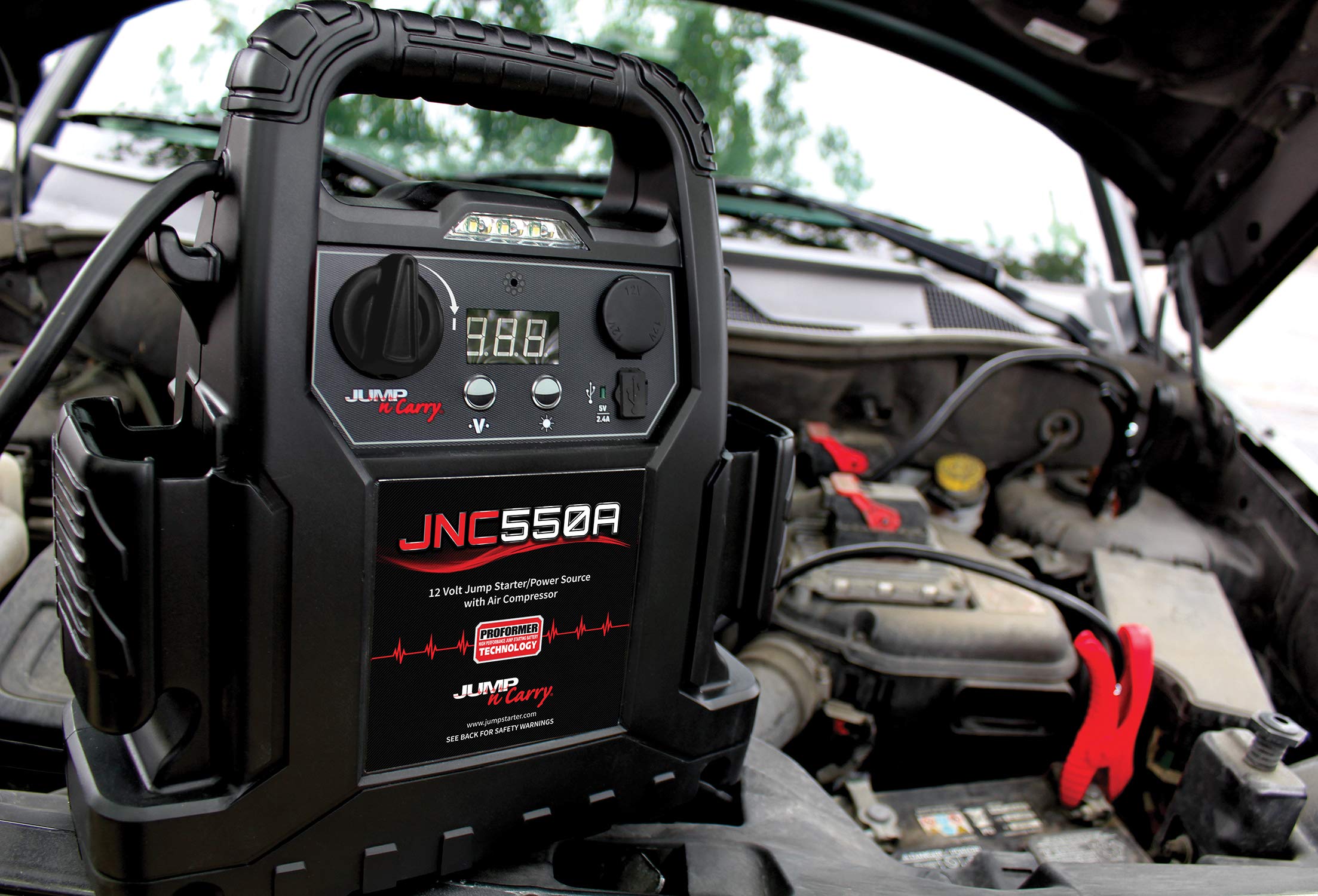 Clore Automotive Jump-N-Carry Jnc550A 1100 Peak Amp Jump Starter With Air Compressor , Black