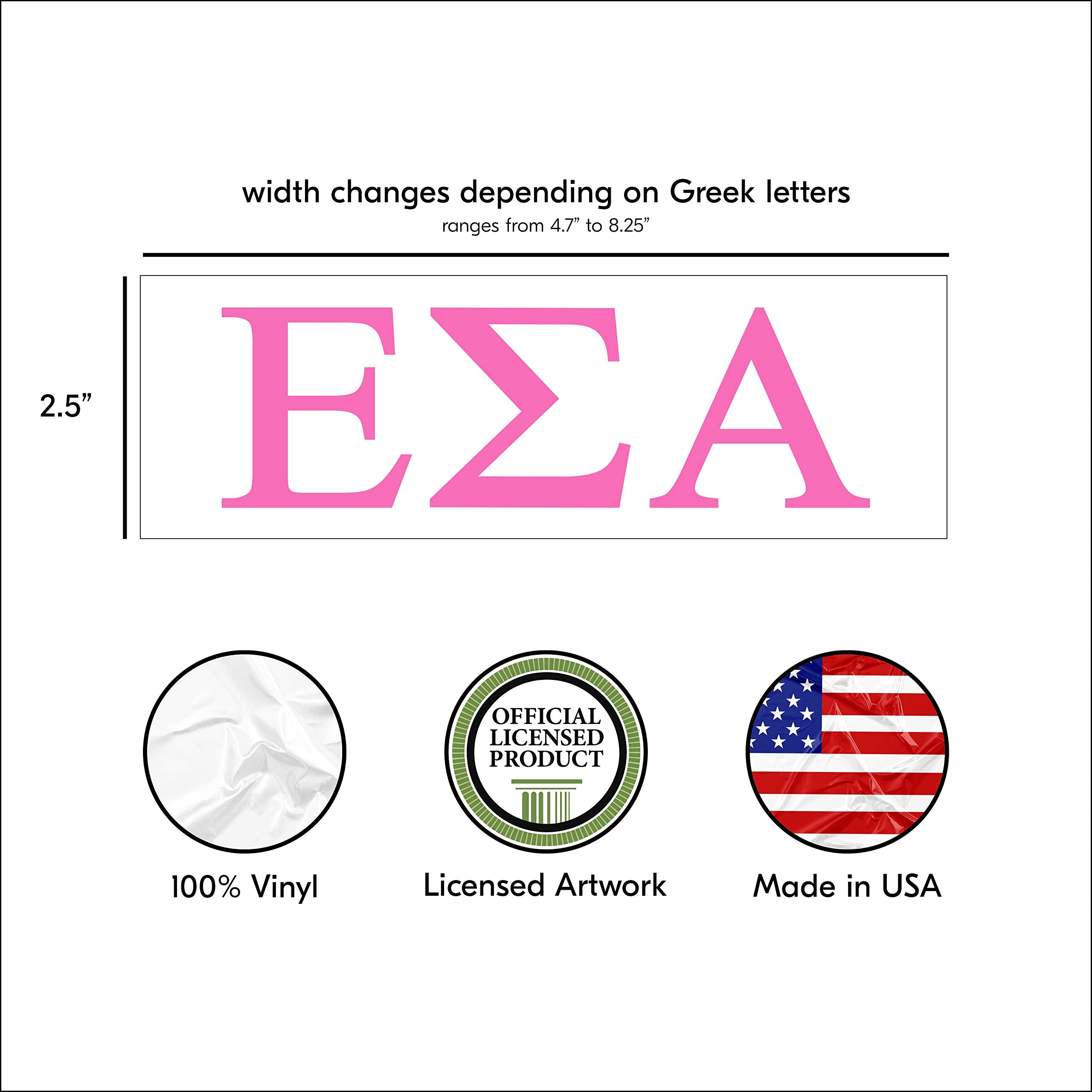 Pro-Graphx Epsilon Sigma Alpha Greek Sorority Sticker Decal, 2.5 Inches Tall, Pink