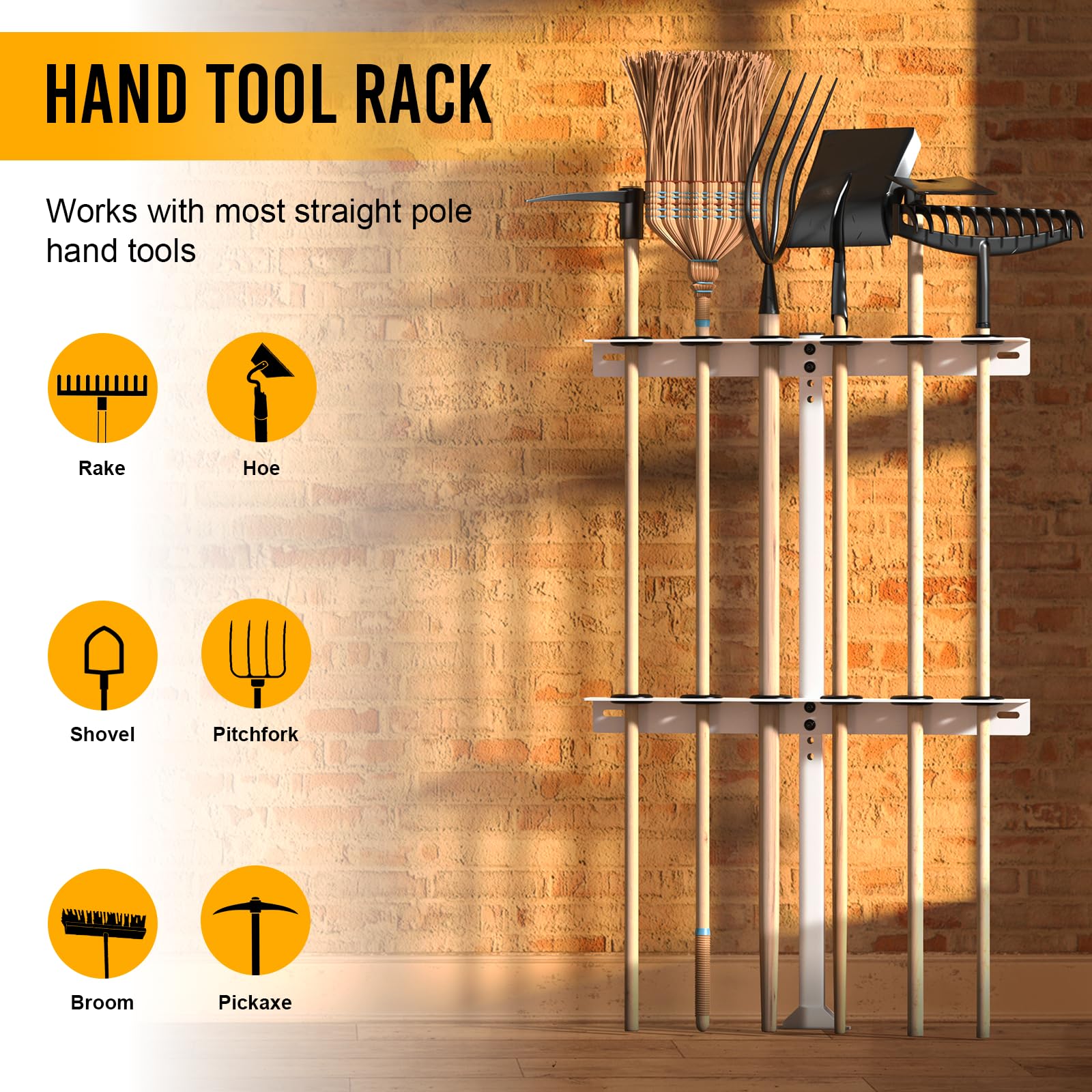Fumingpal Trailer Tool Rack Shovel Holder - Rake Holder for Trailer Landscape Hand Tool Rack Trailer Rake Rack with 6 Tool Holes