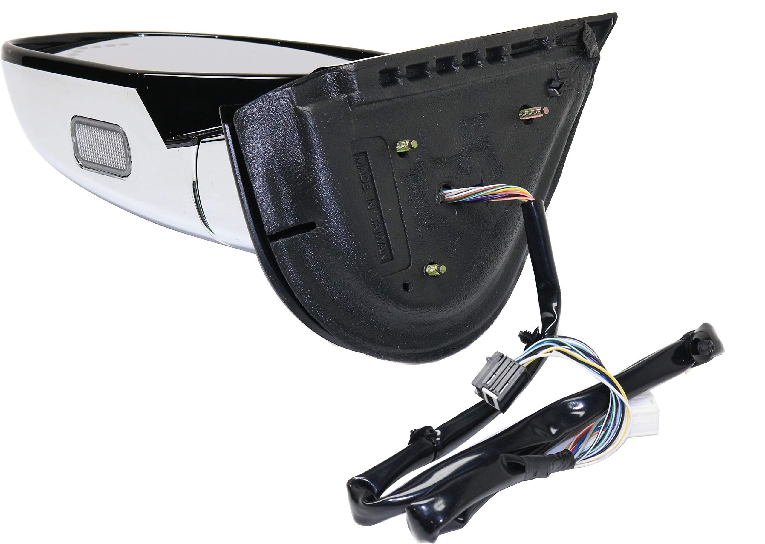 Kool Vue Driver Side Power Heated Mirror for Cadillac Escalade Escalade ESV 2007-2014 Power Fold With Signal Light, Memory & Puddle Lamp; Without Blind Spot Monitor Chrome