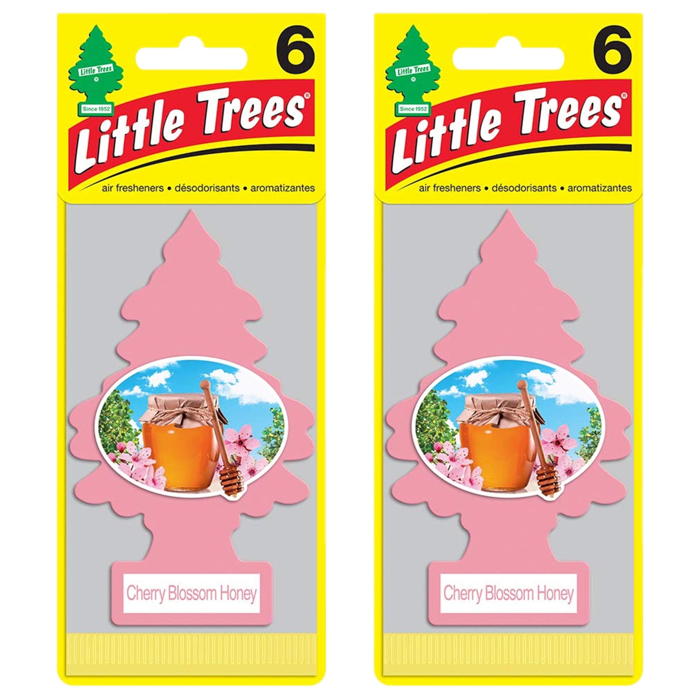 Little Trees Car Air Freshener | Hanging Paper Tree For Home Or Car | Cherry Blossom Honey | 12 Pack