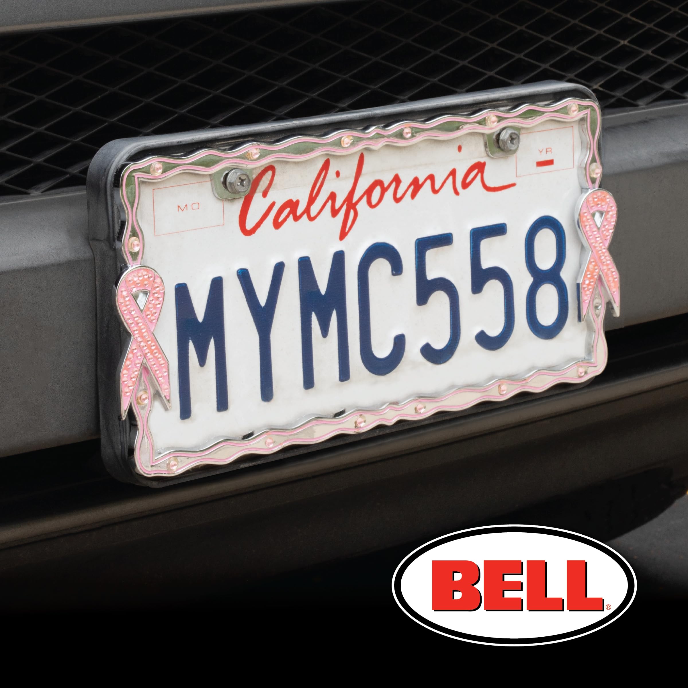 Bell Automotive 22-1-46450-8 Universal Pink Breast Cancer Awareness Ribbon Design License Plate Frame