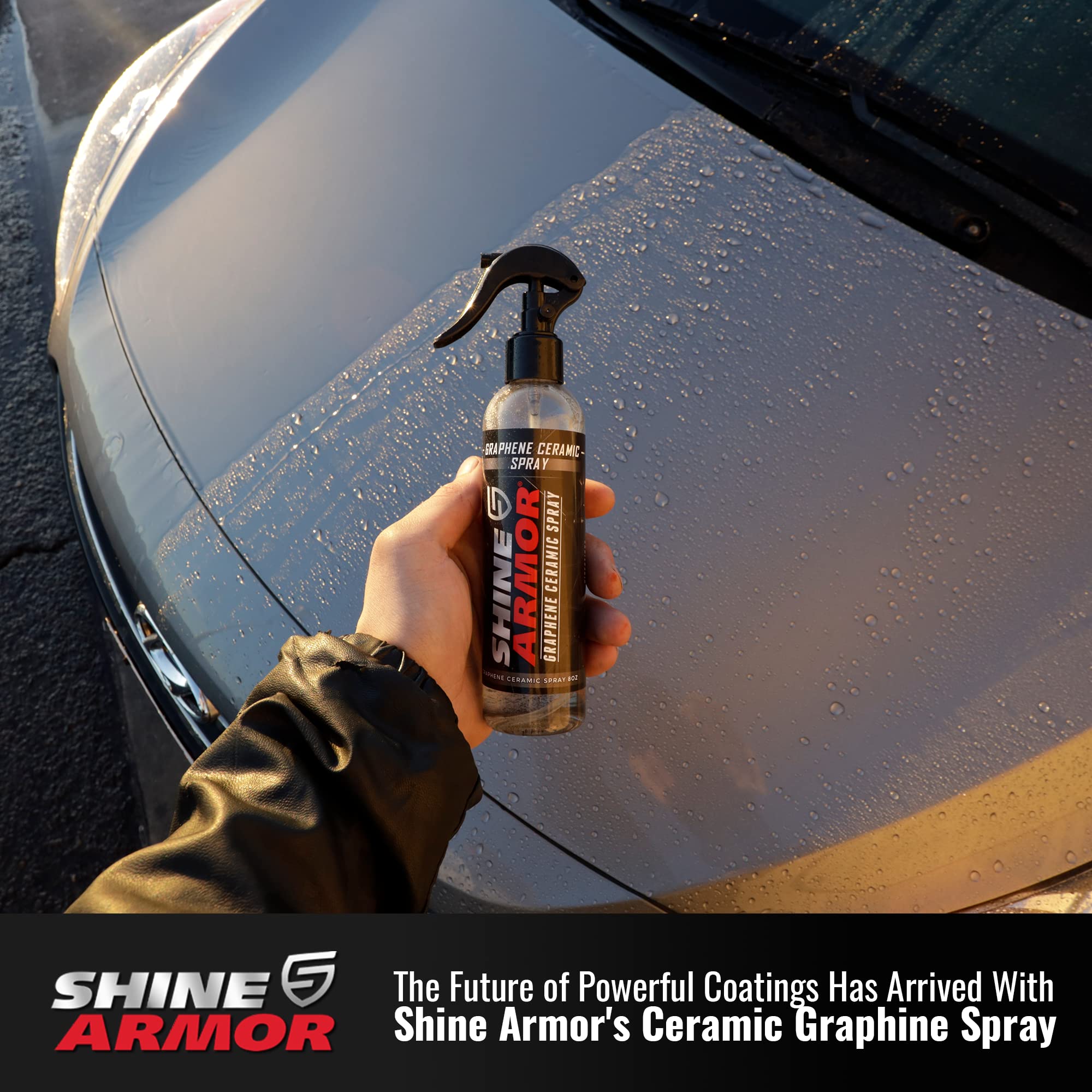 SHINE ARMOR Graphene Ceramic Coating for Cars - 8 Fl Oz SiO2 Hydrophobic Top Coat for Superior Paint Protection and Gloss
