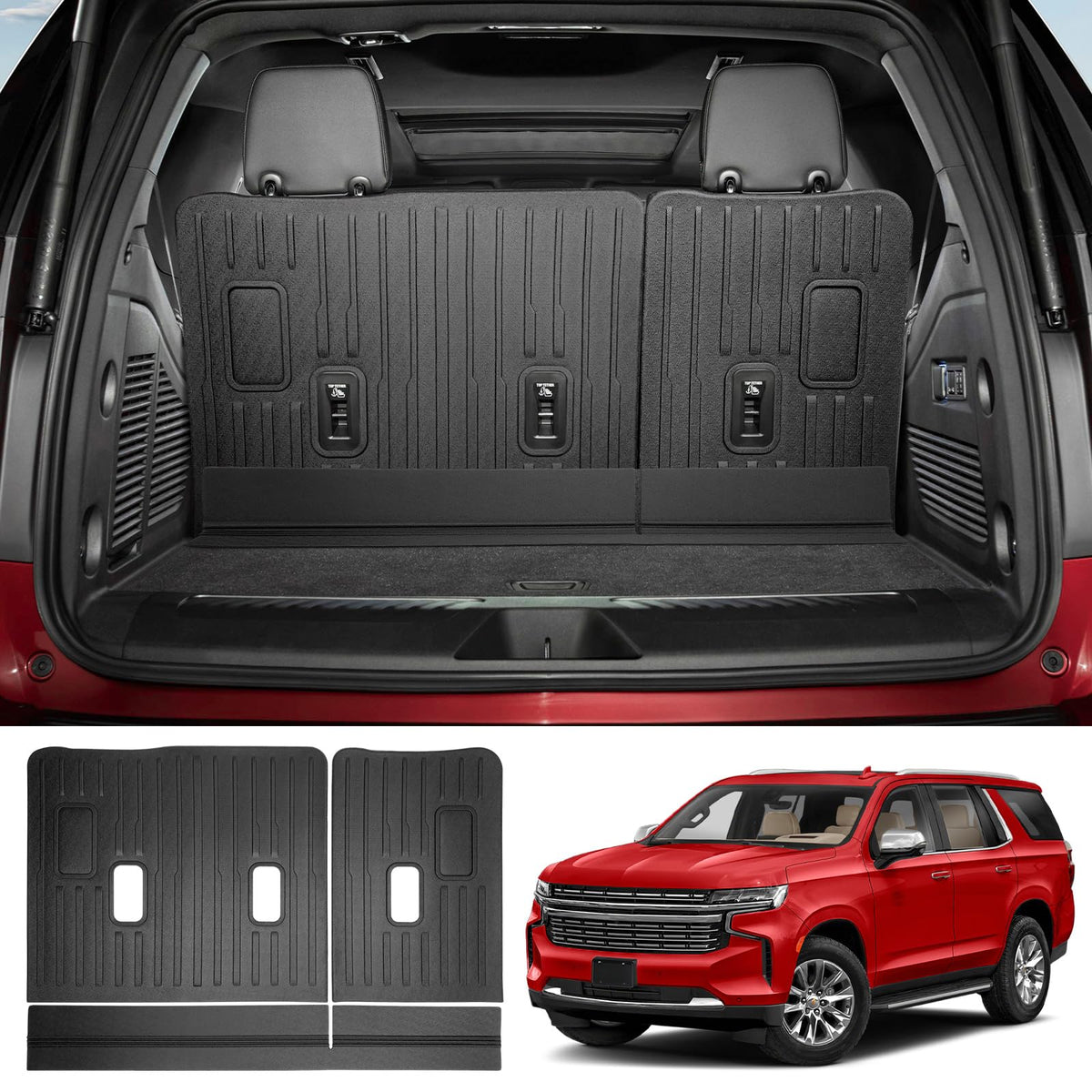 Utiiy Seat Back Cover Fit for 2022-2024 Chevy Tahoe/GMC Yukon Accessories, Cargo Liner TPE Cargo Mat Back Seat Protector Trunk M